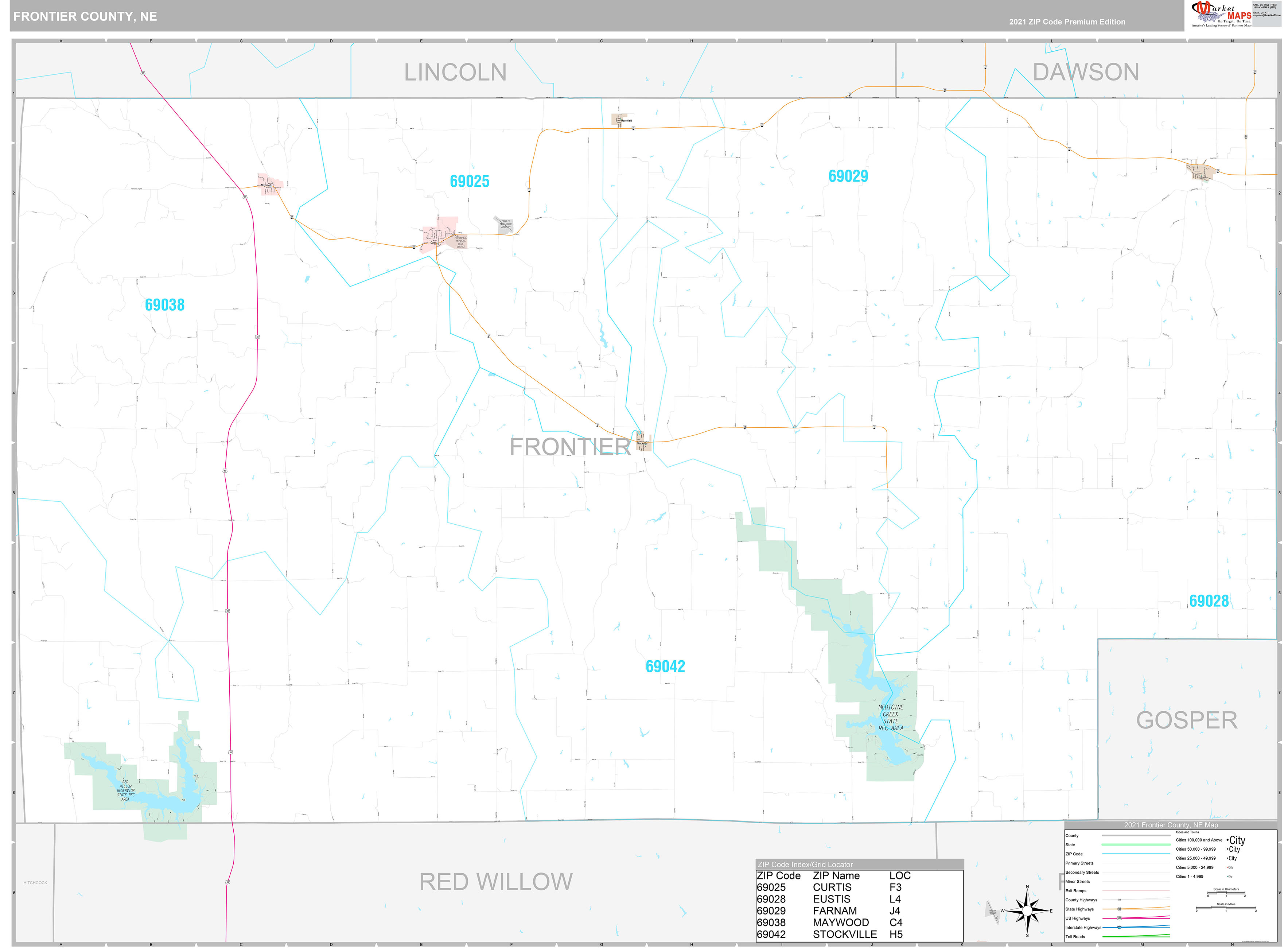 Frontier County, NE Wall Map Premium Style by MarketMAPS