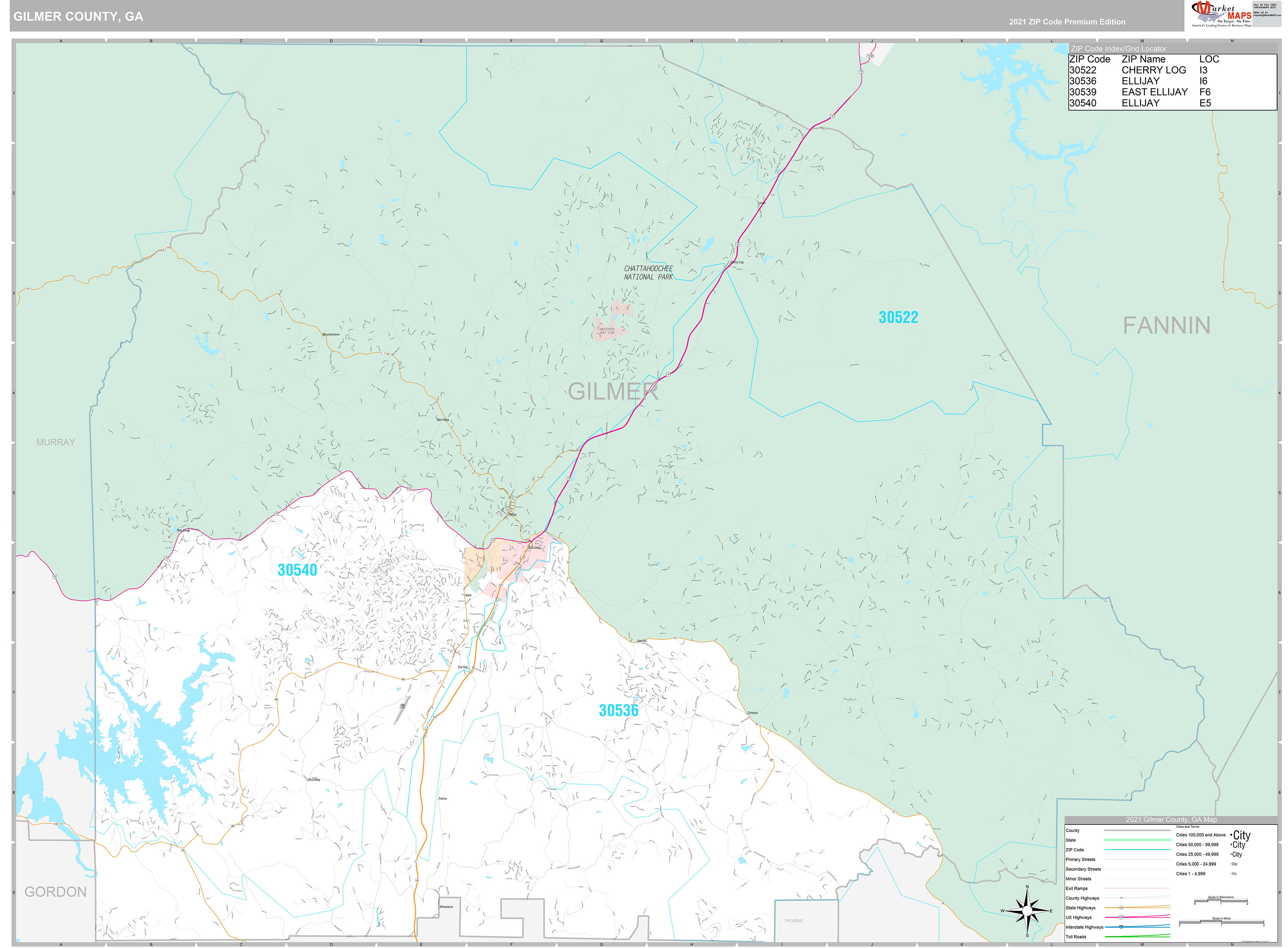 Gilmer County Ga Wall Map Premium Style By Marketmaps Mapsales