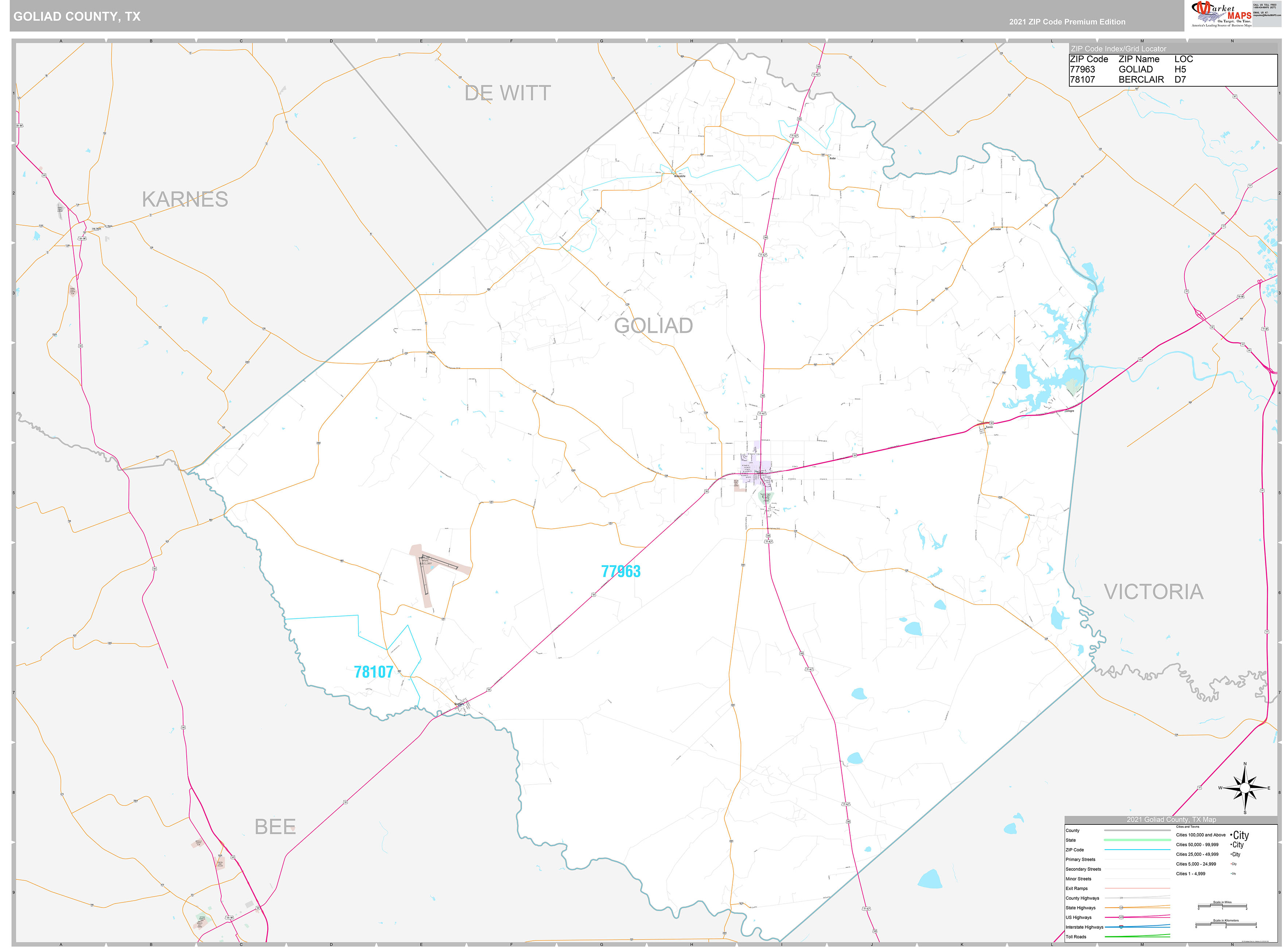 Goliad County, TX Wall Map Premium Style by MarketMAPS - MapSales