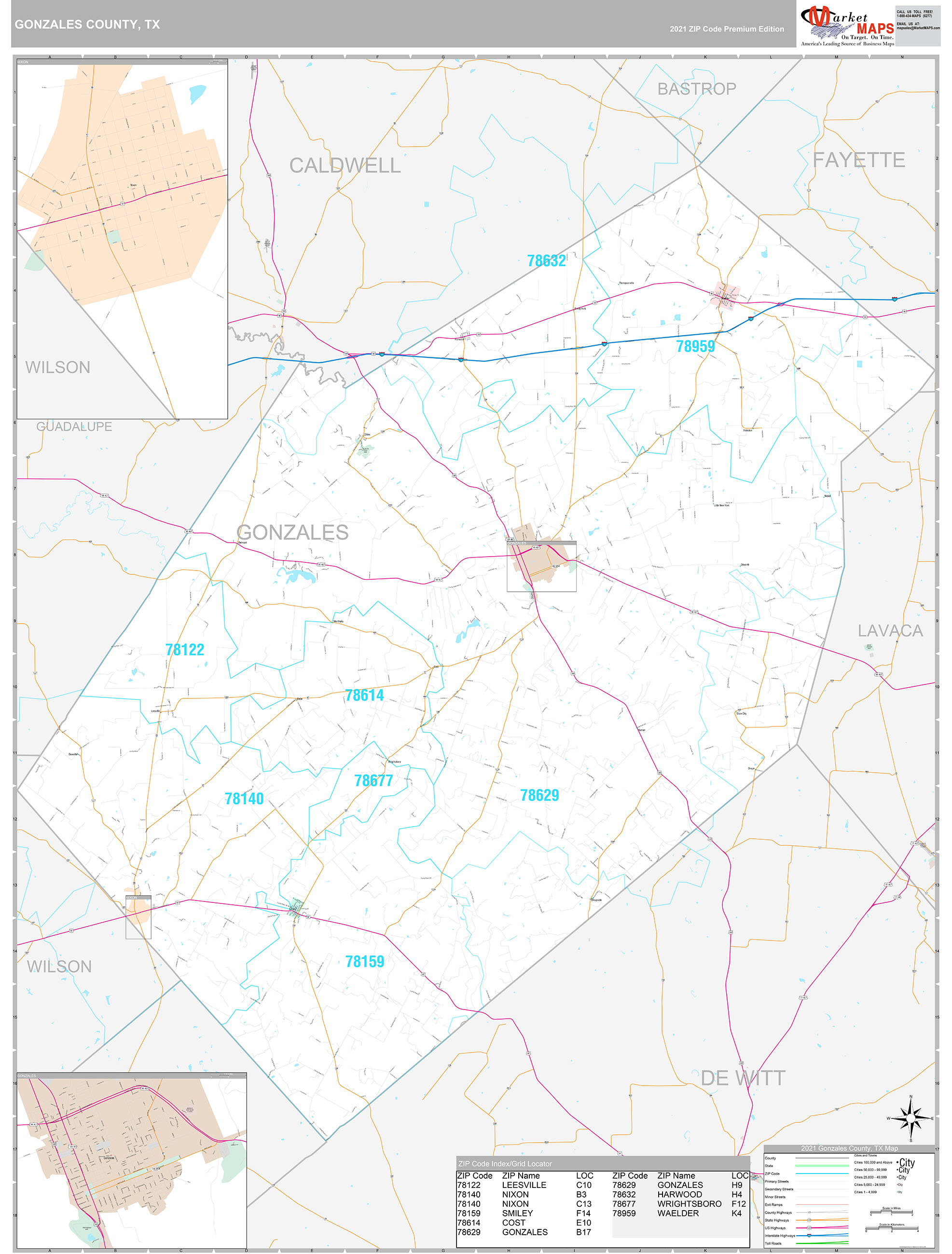 Gonzales County Tx Wall Map Premium Style By Marketmaps 7660