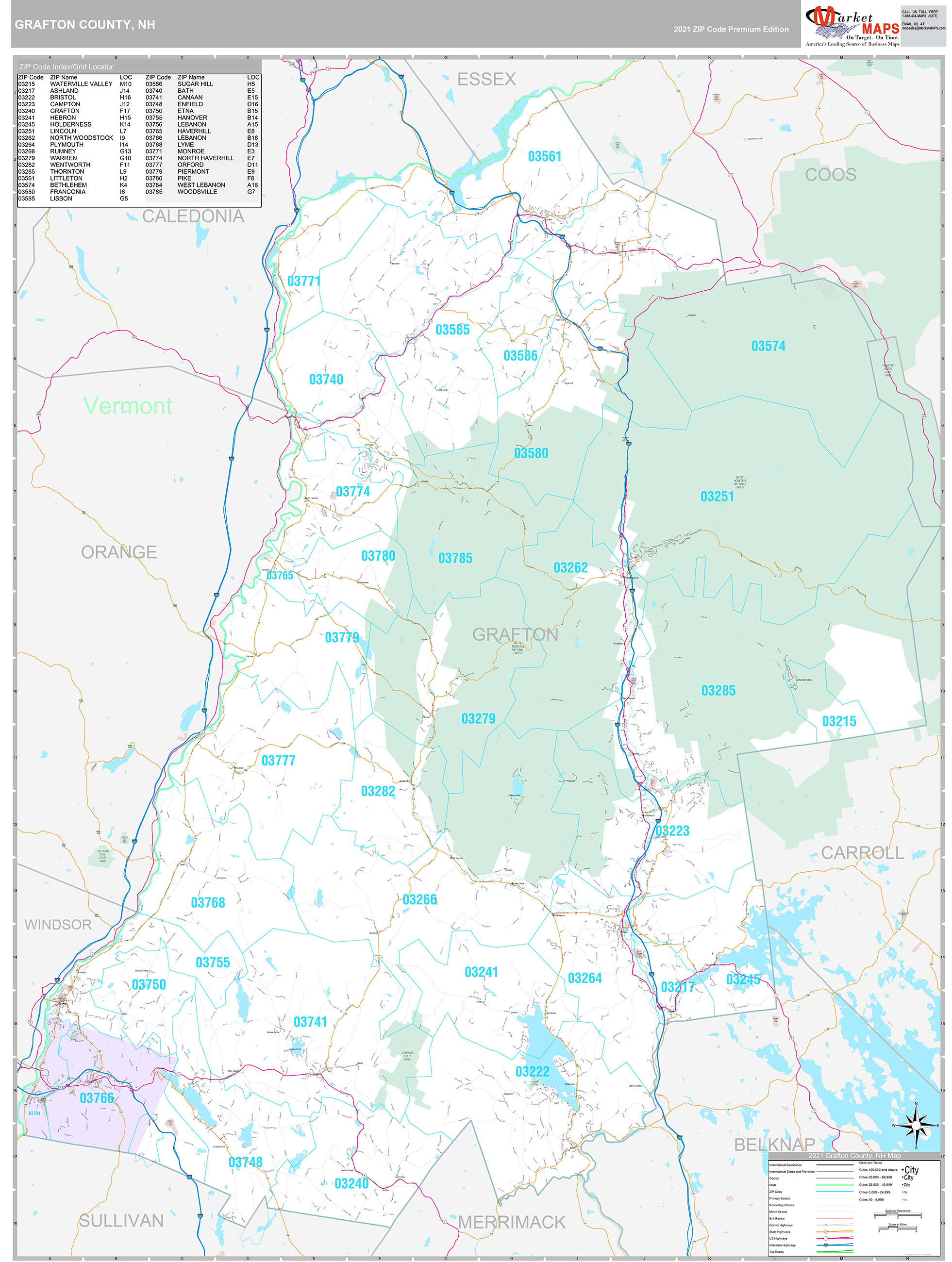 Grafton County Nh Wall Map Premium Style By Marketmaps 4632