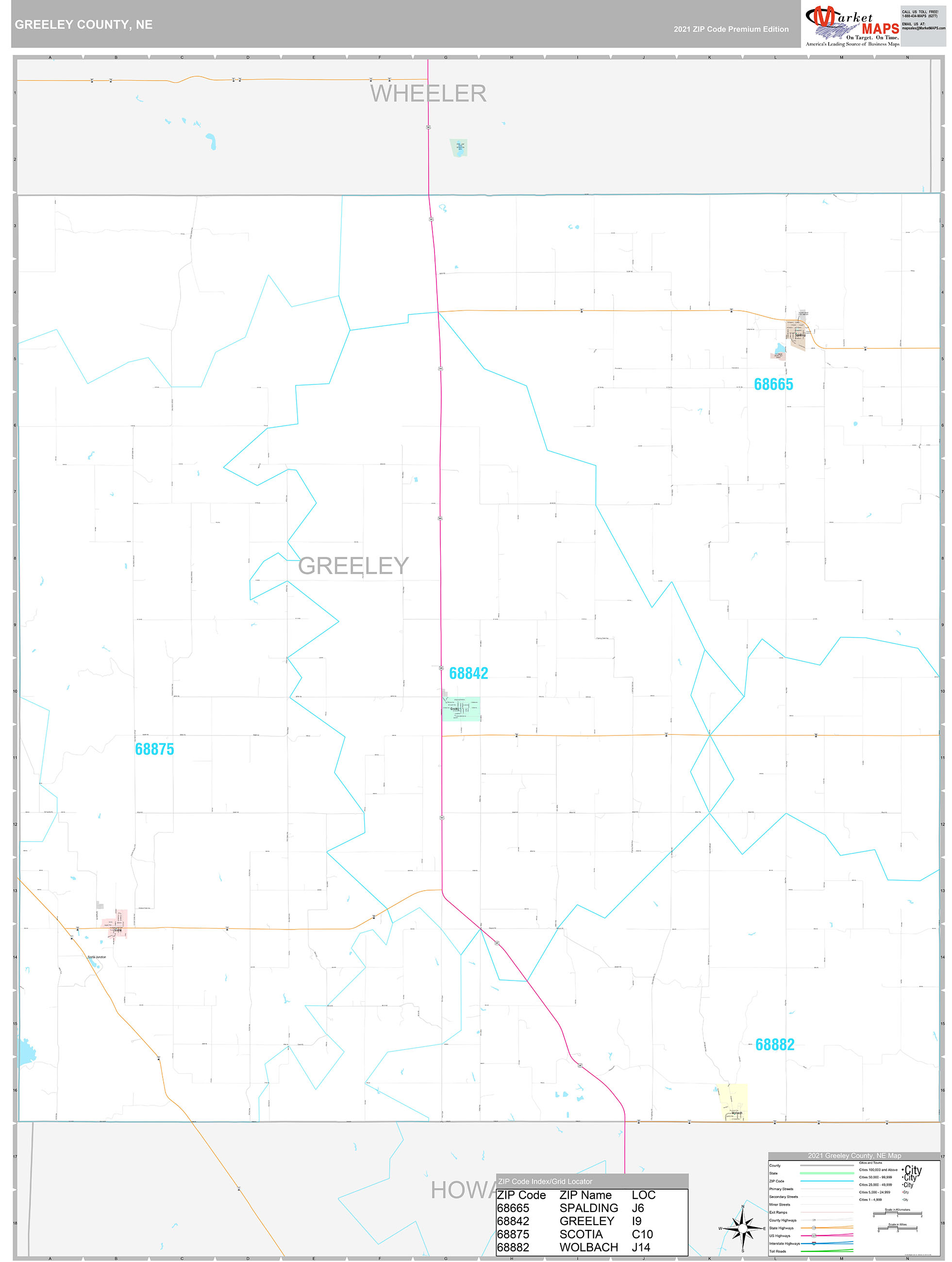 Greeley County, NE Wall Map Premium Style by MarketMAPS MapSales