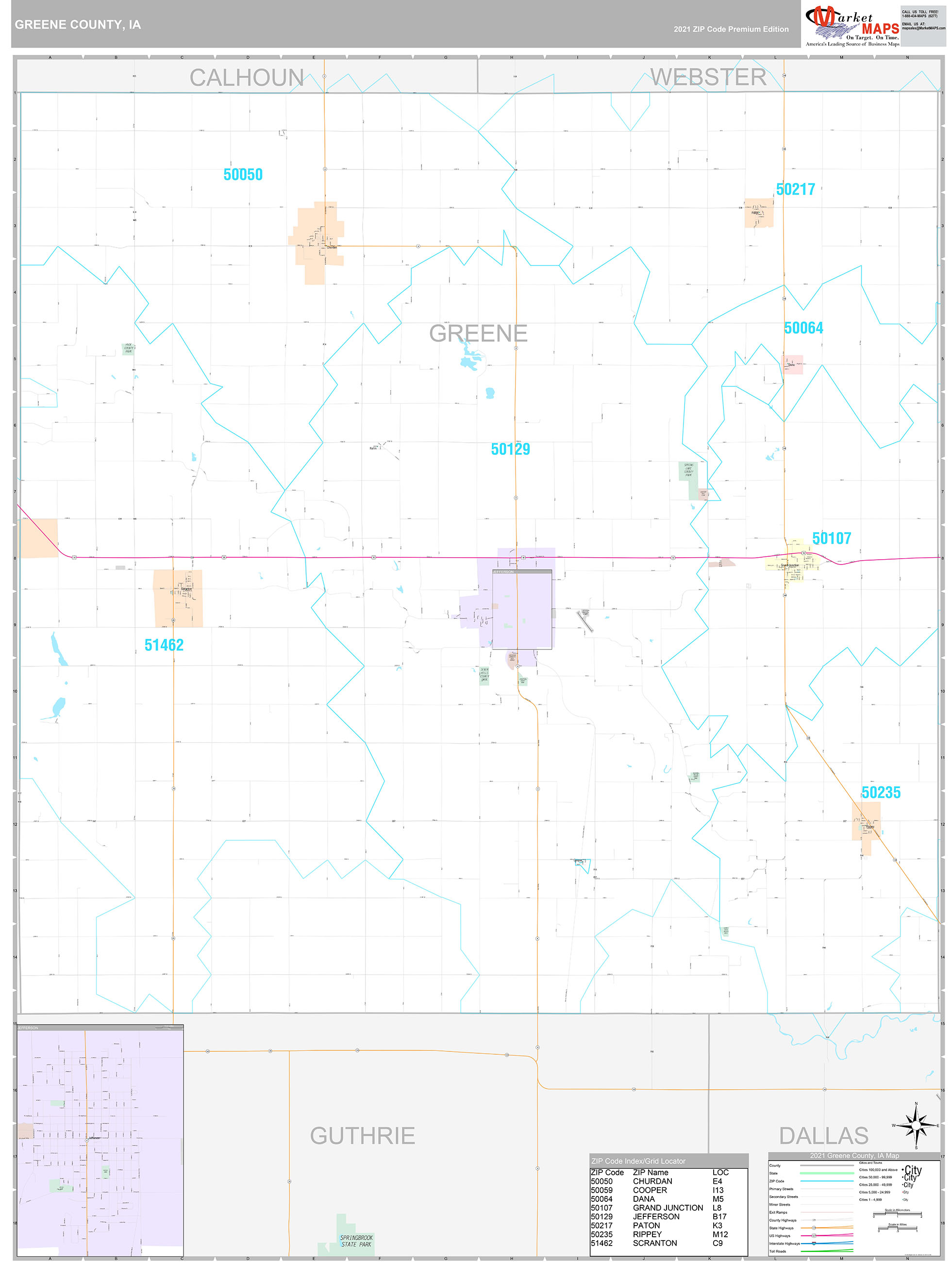 Greene County, IA Wall Map Premium Style by MarketMAPS