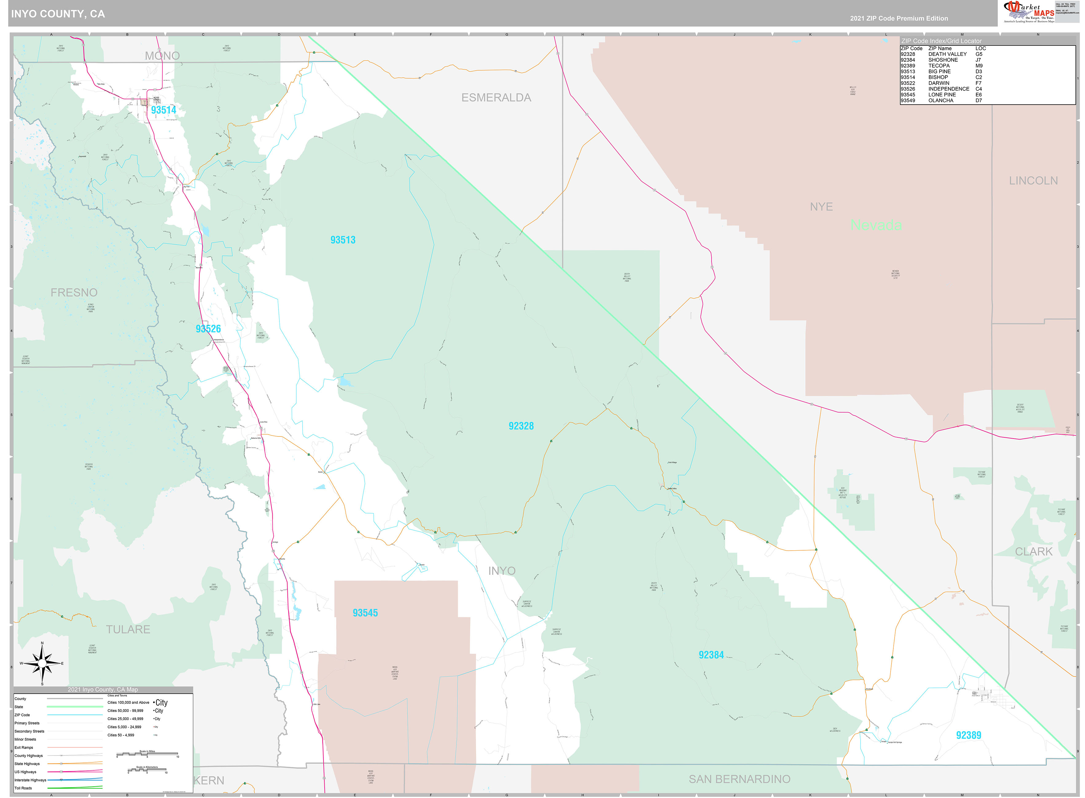 Inyo County Map   Inyo CA 