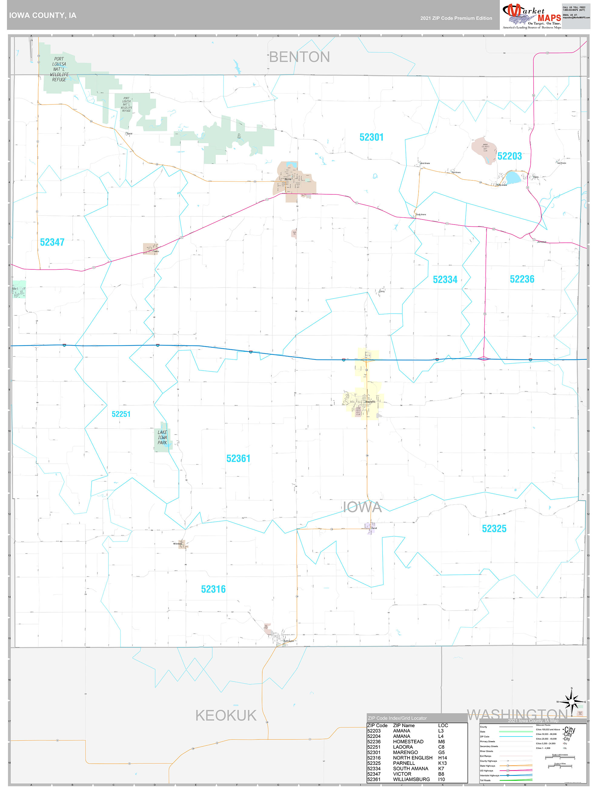 Iowa County, IA Wall Map Premium Style by MarketMAPS - MapSales