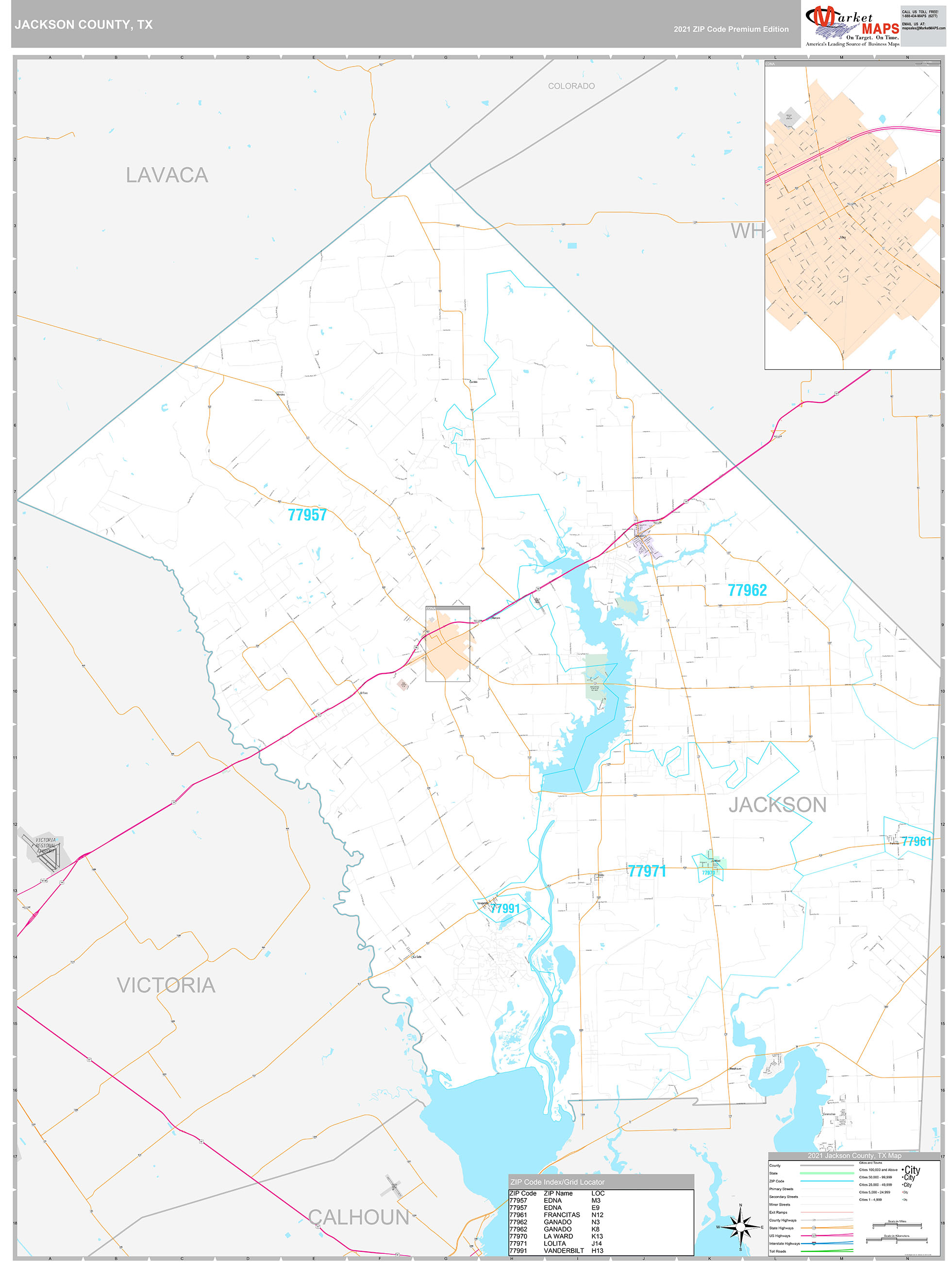 Jackson County, TX Wall Map Premium Style by MarketMAPS - MapSales