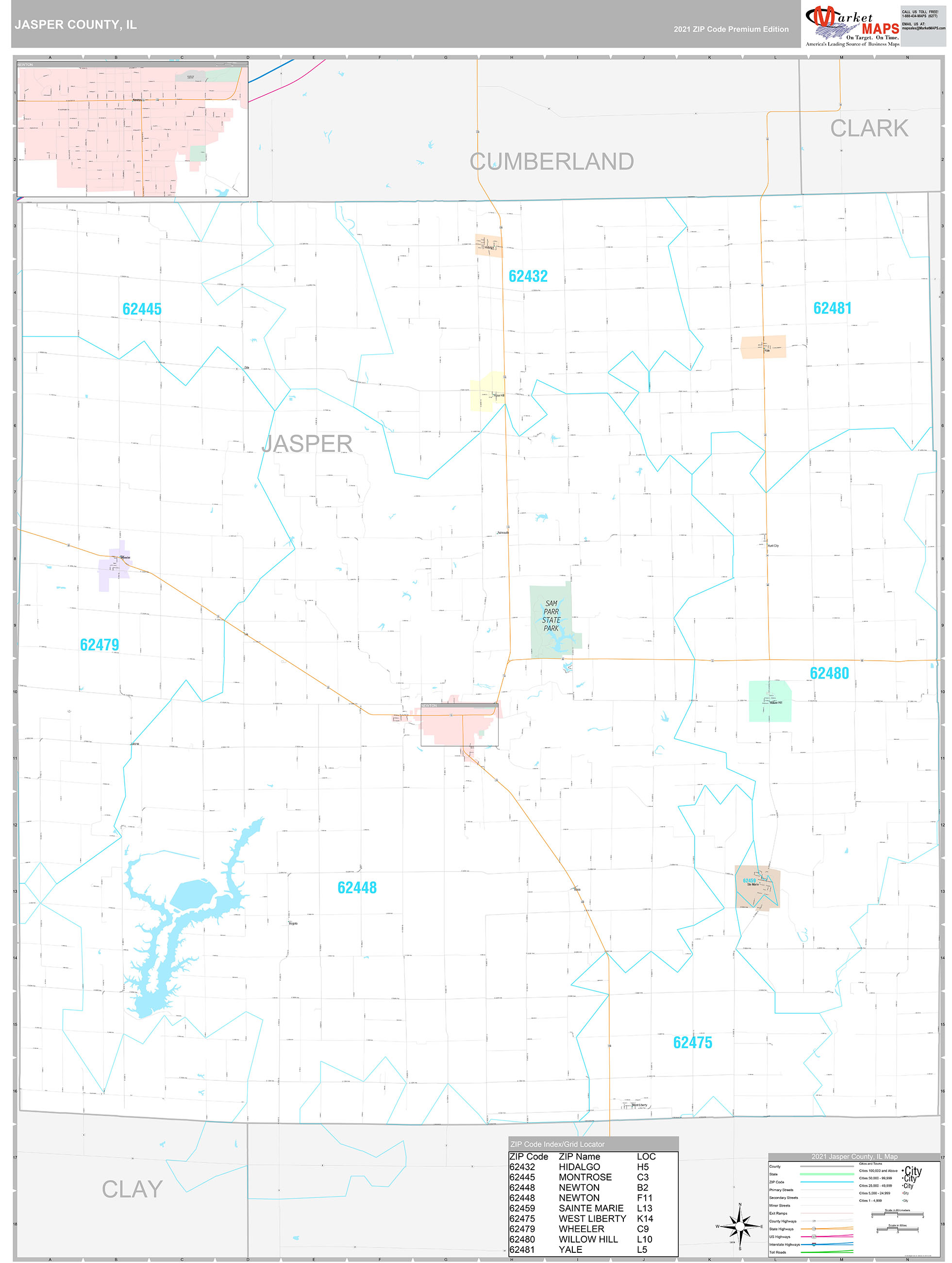 Jasper County Il Wall Map Premium Style By Marketmaps 3705