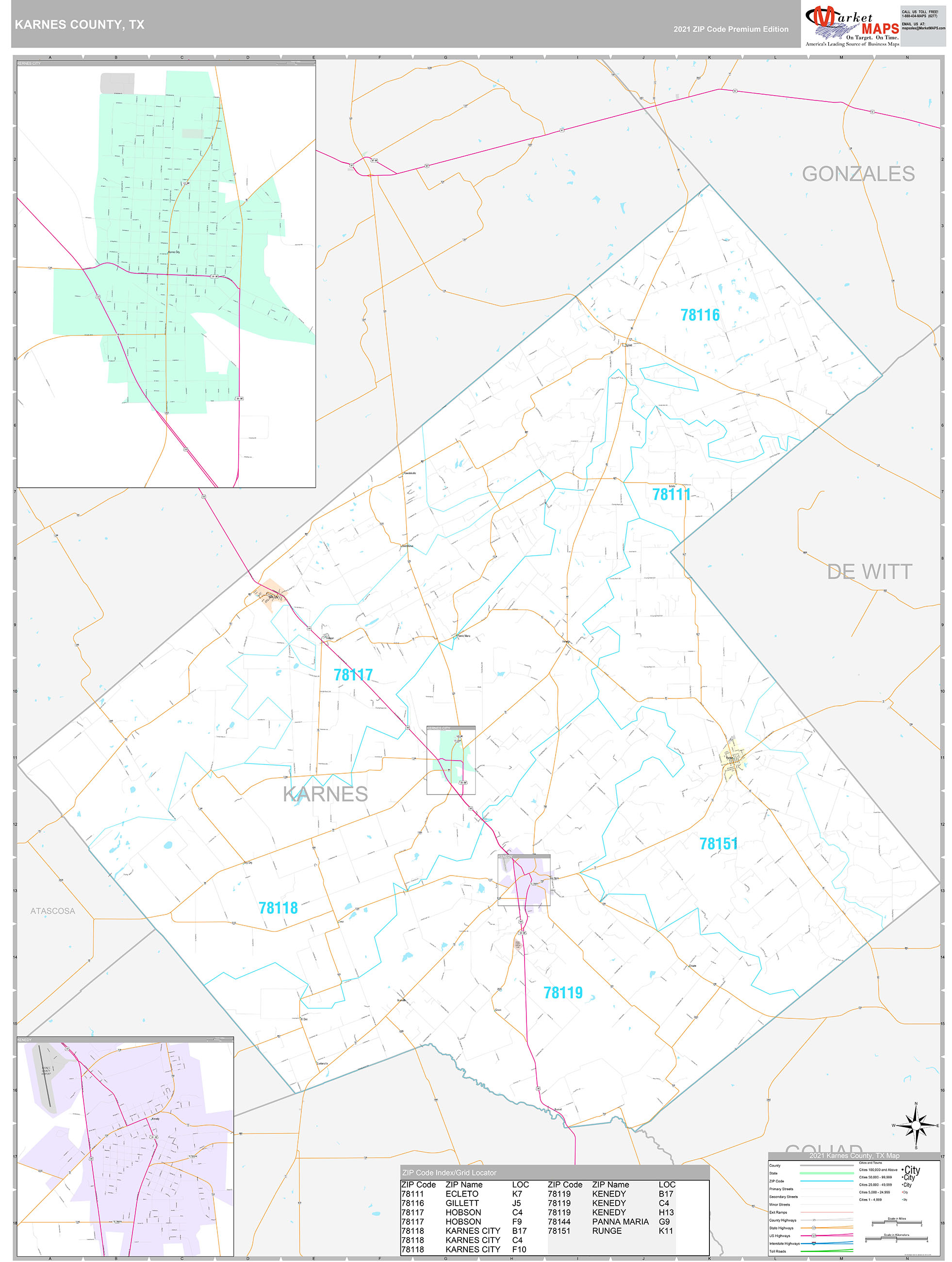 Karnes County, TX Wall Map Premium Style by MarketMAPS - MapSales