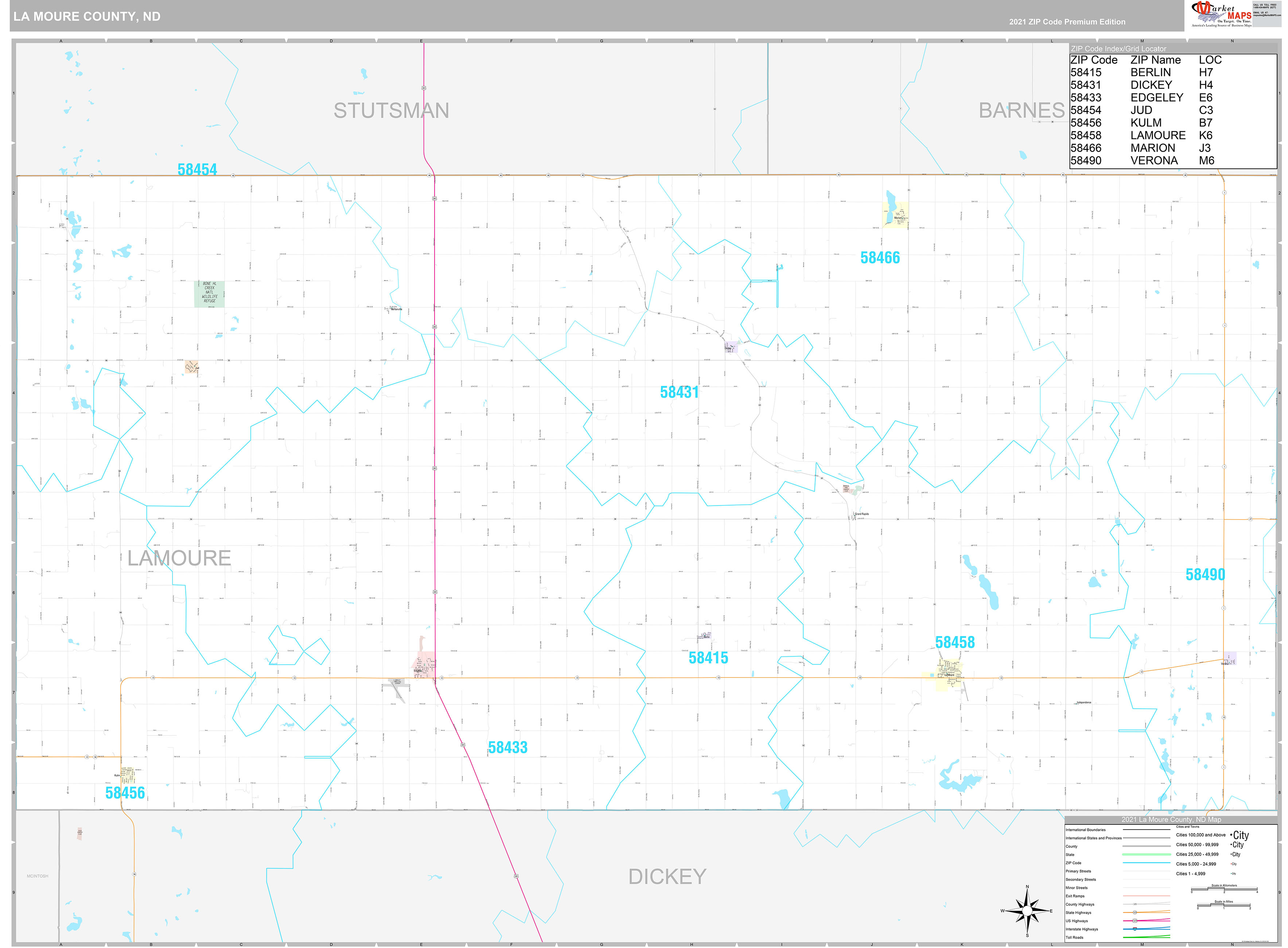 La Moure County, ND Wall Map Premium Style by MarketMAPS - MapSales.com