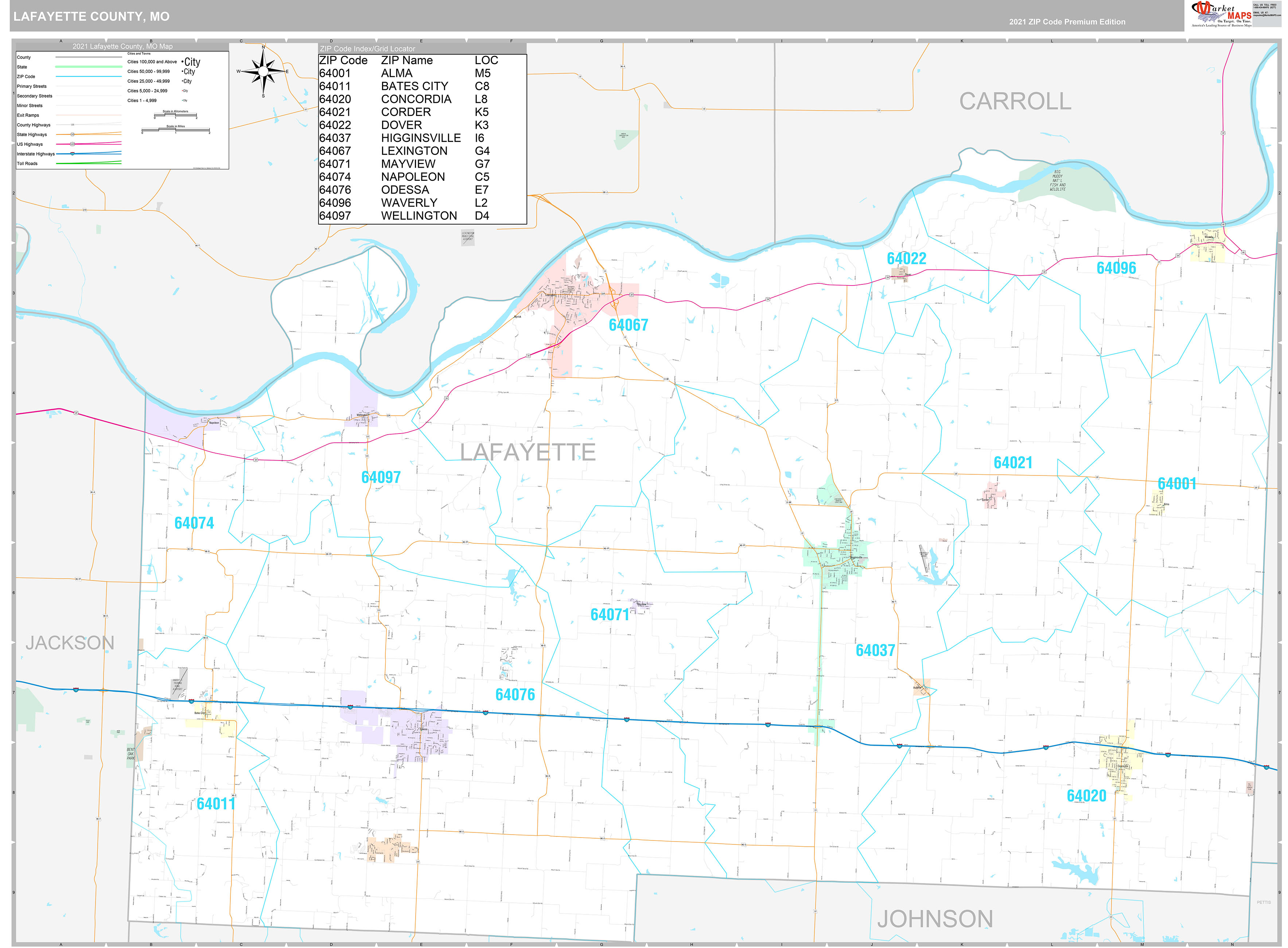 Lafayette County Mo Wall Map Premium Style By Marketmaps 2523