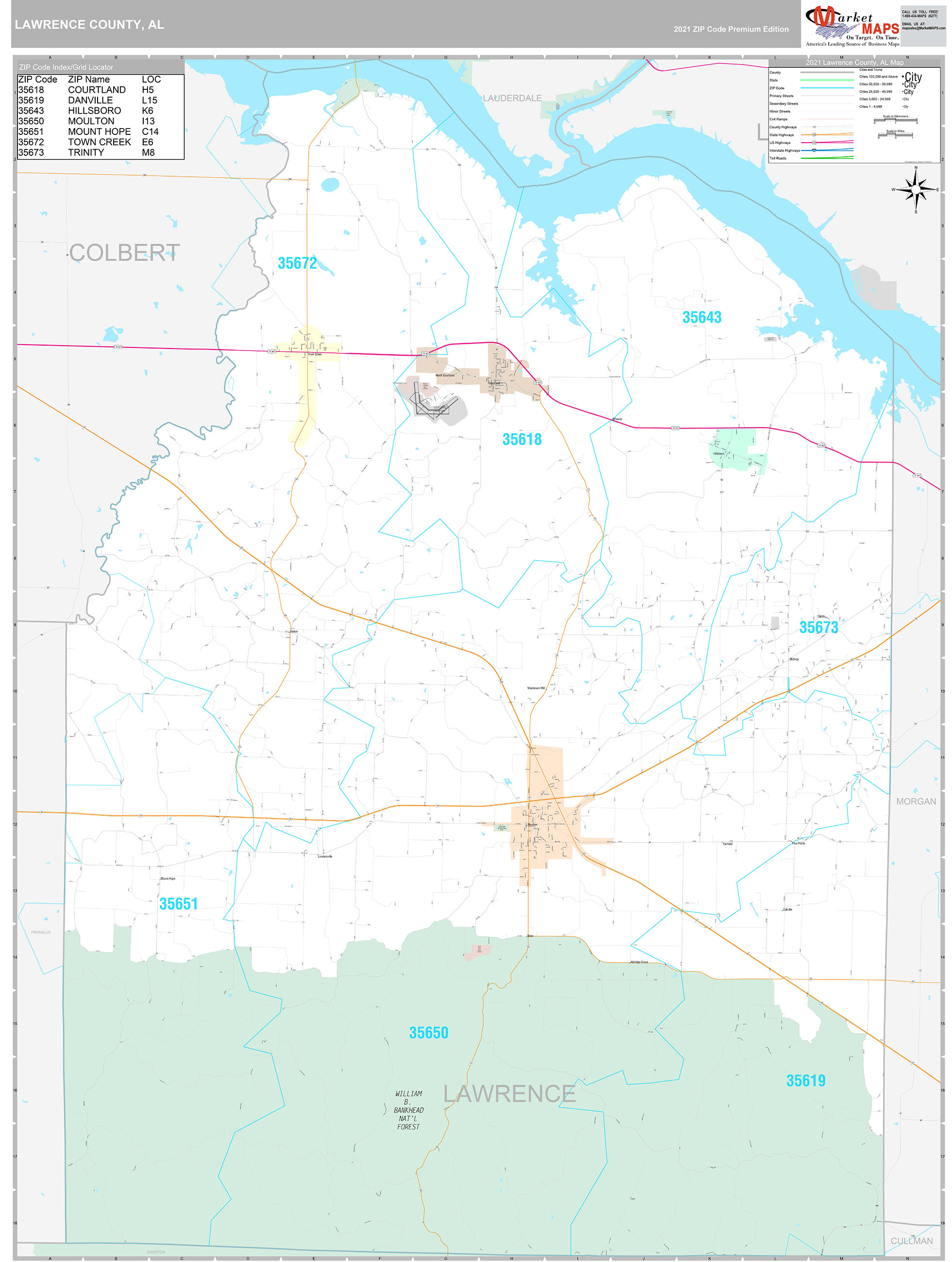 Lawrence County Al Wall Map Premium Style By Marketmaps Mapsales