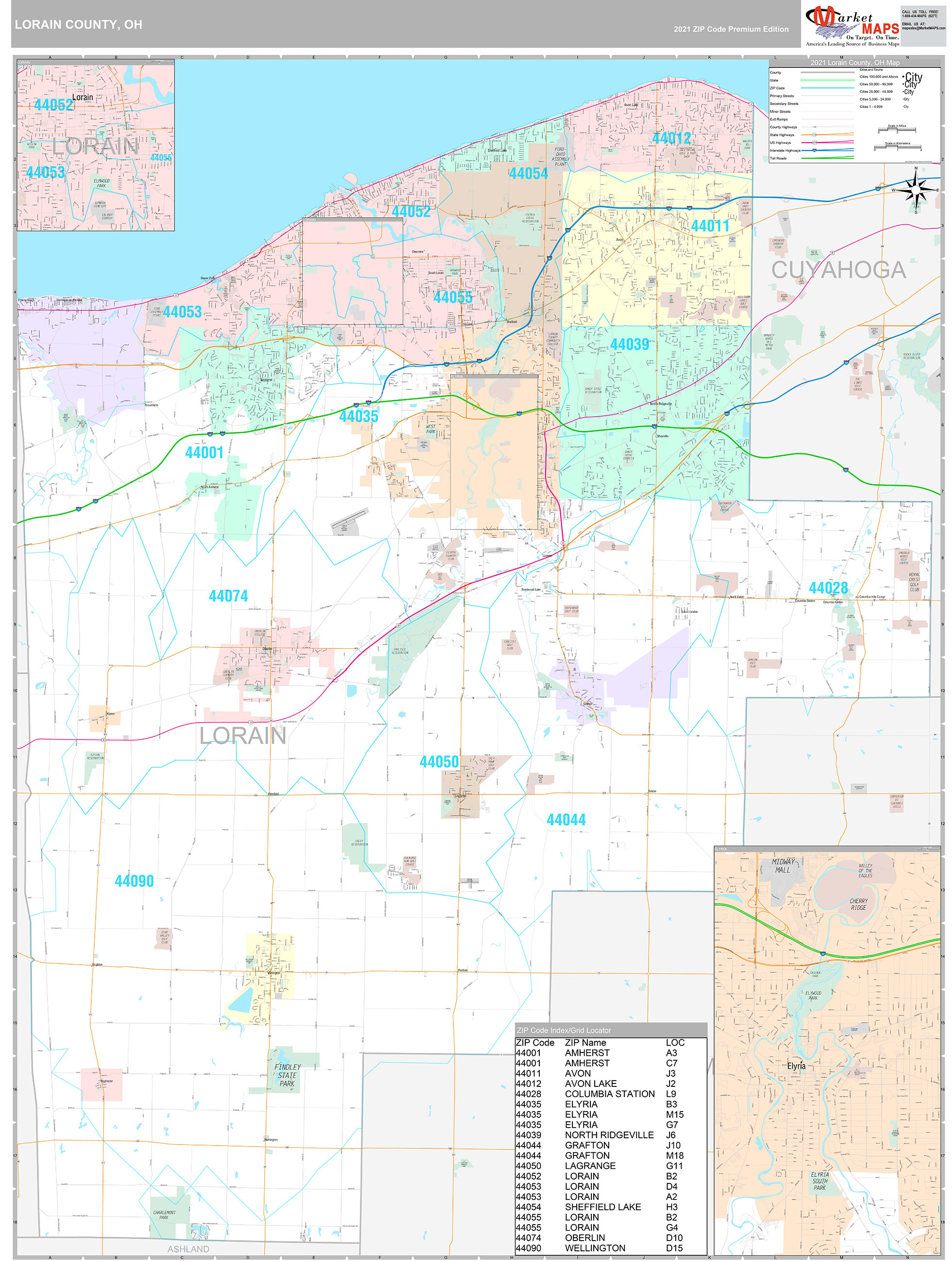 Lorain County, OH Wall Map Premium Style by MarketMAPS MapSales