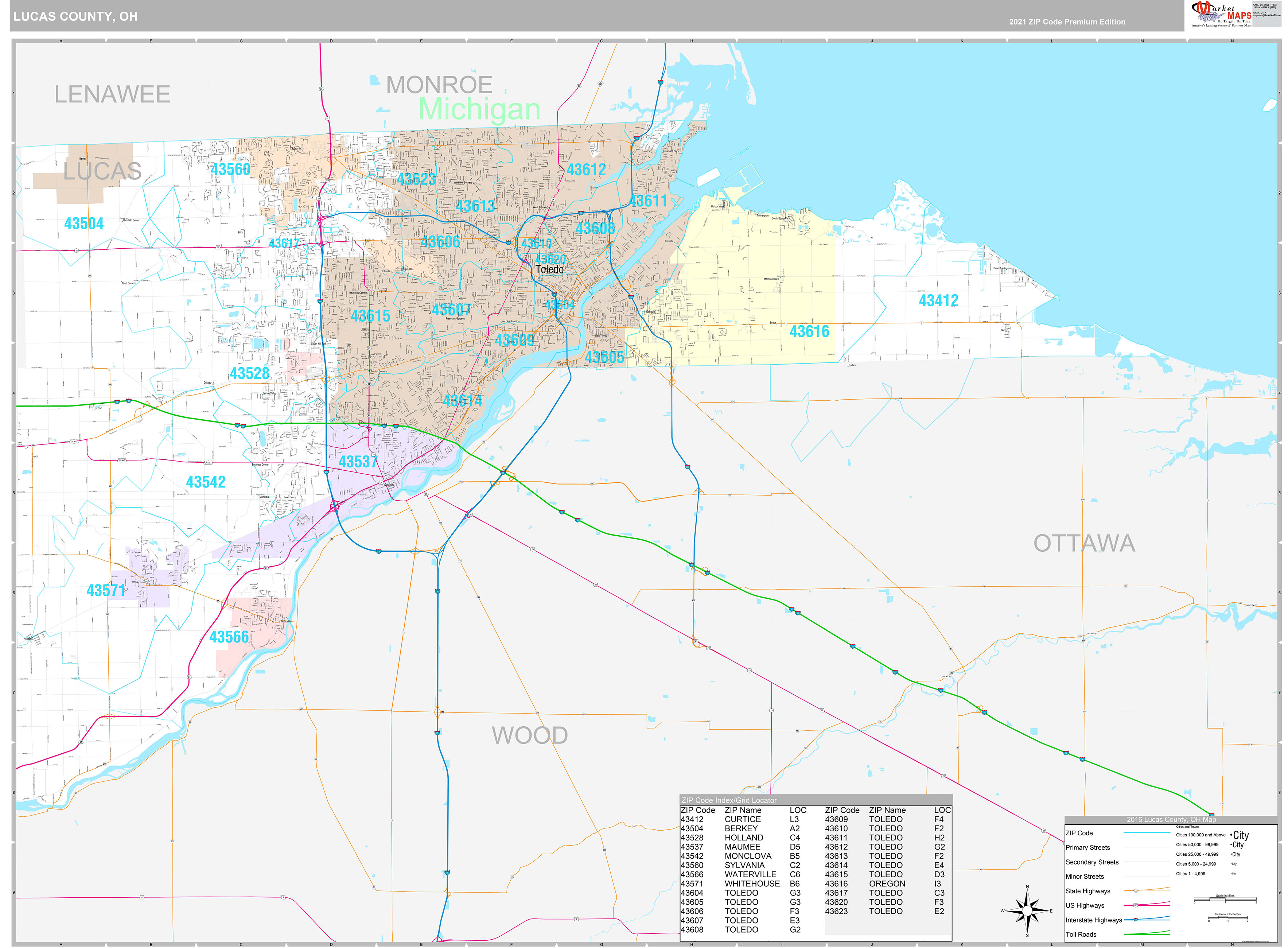 Lucas County, Oh Wall Map Premium Style By Marketmaps