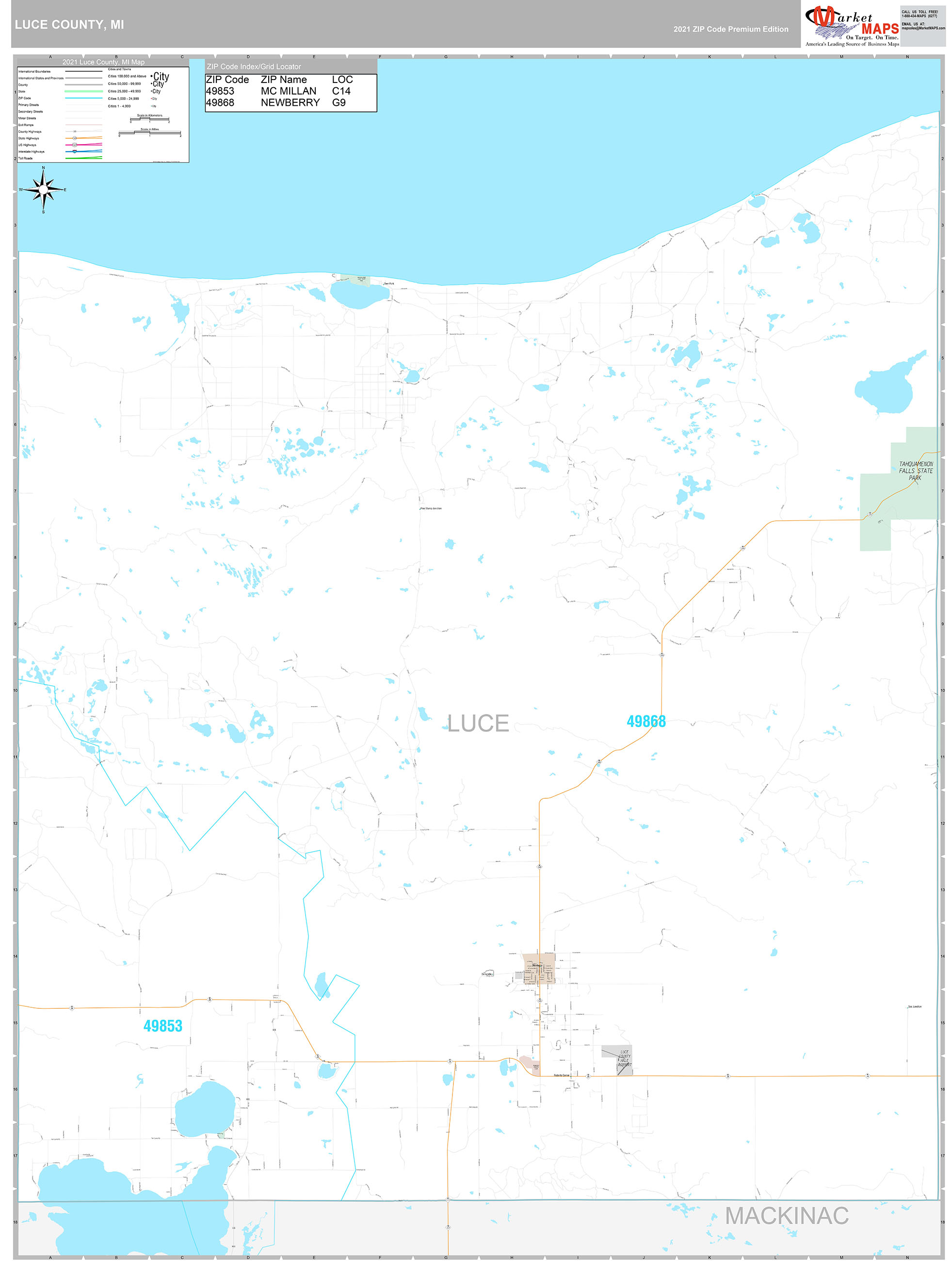 Luce County Mi Wall Map Premium Style By Marketmaps Mapsales 6262