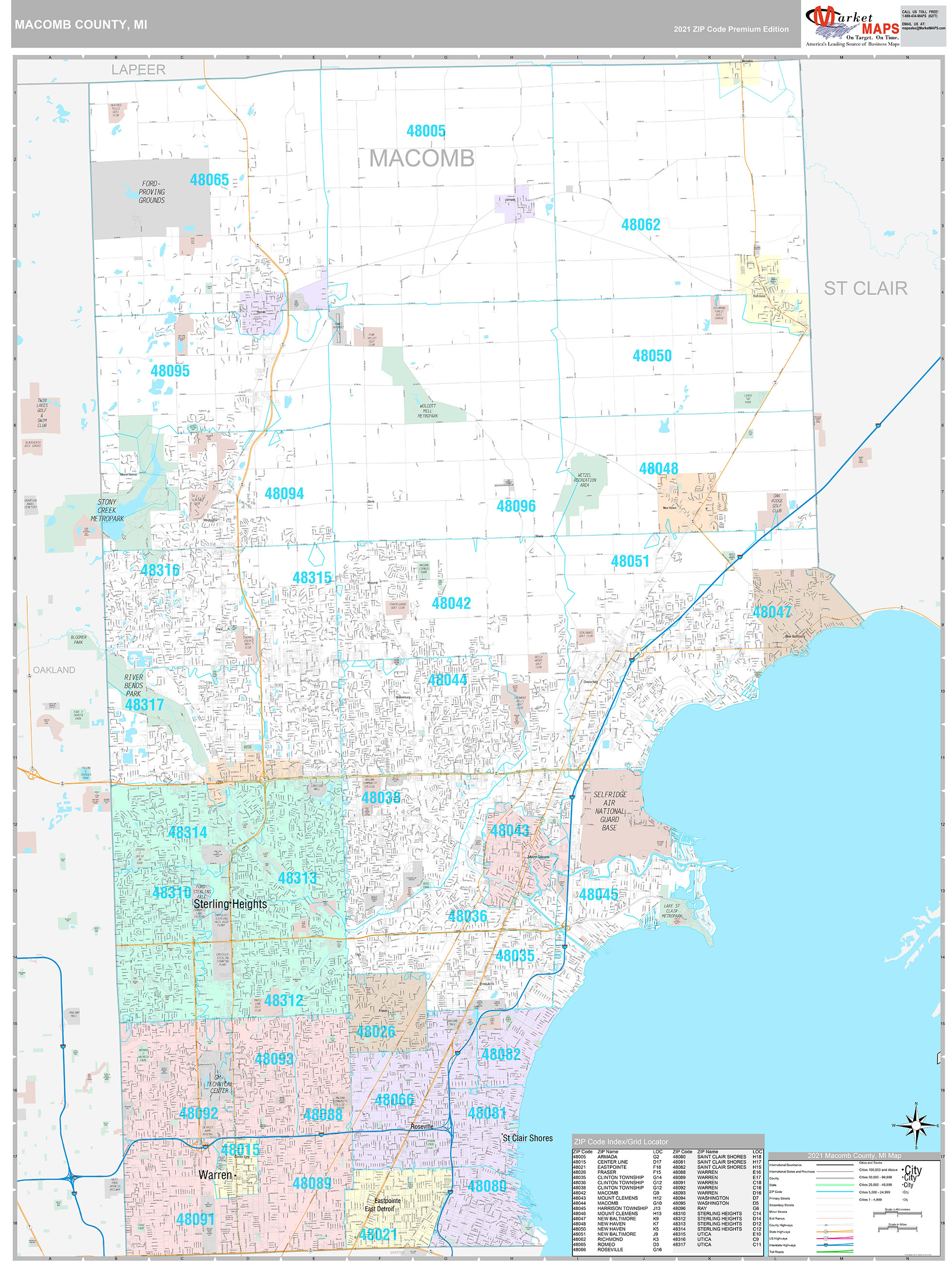 County, MI Wall Map Premium Style by MarketMAPS MapSales