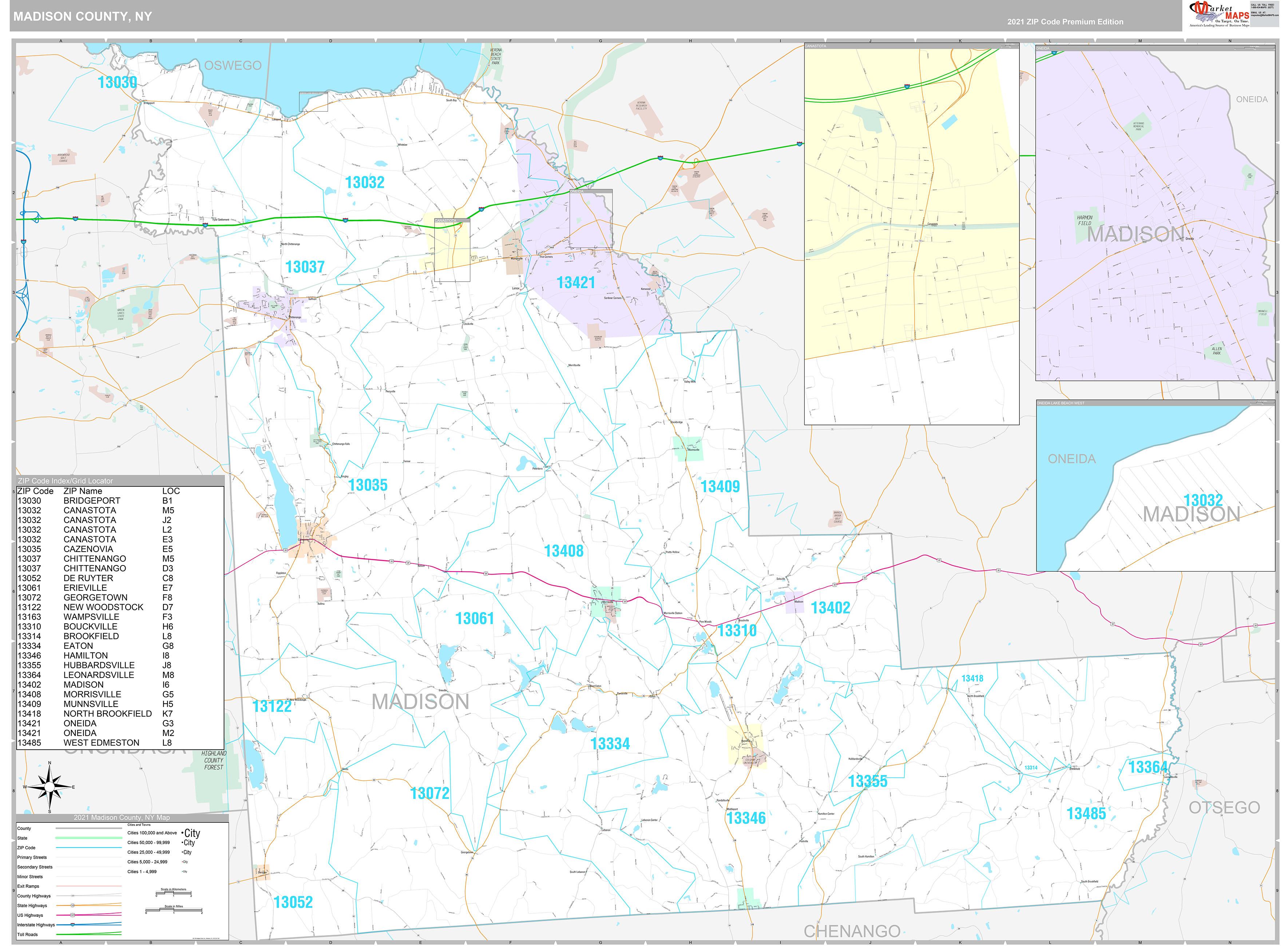 Ontario County Ny Wall Map Premium Style By Marketmap 7660