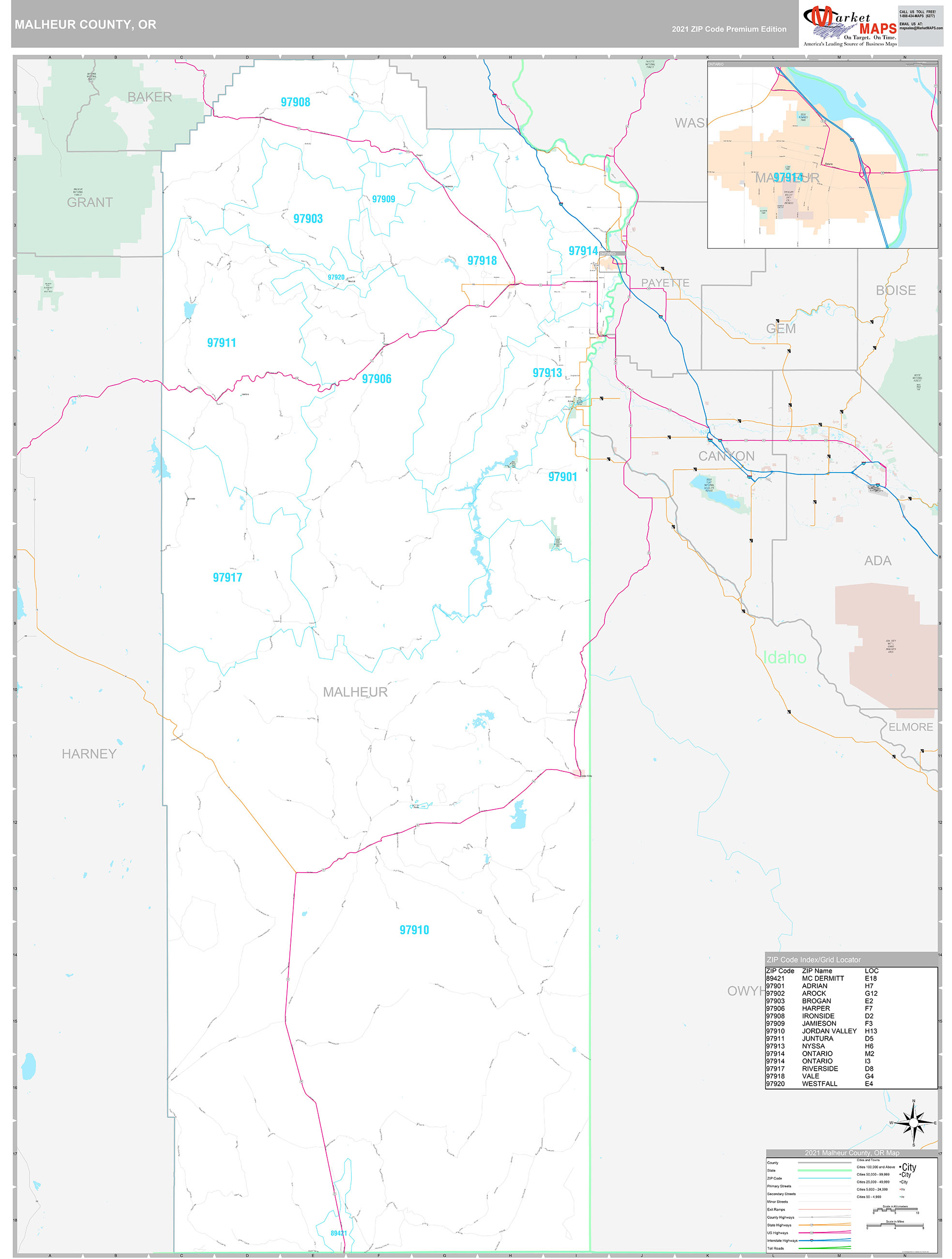 Bend Oregon Wall Map Premium Style By Marketmaps Maps 9813