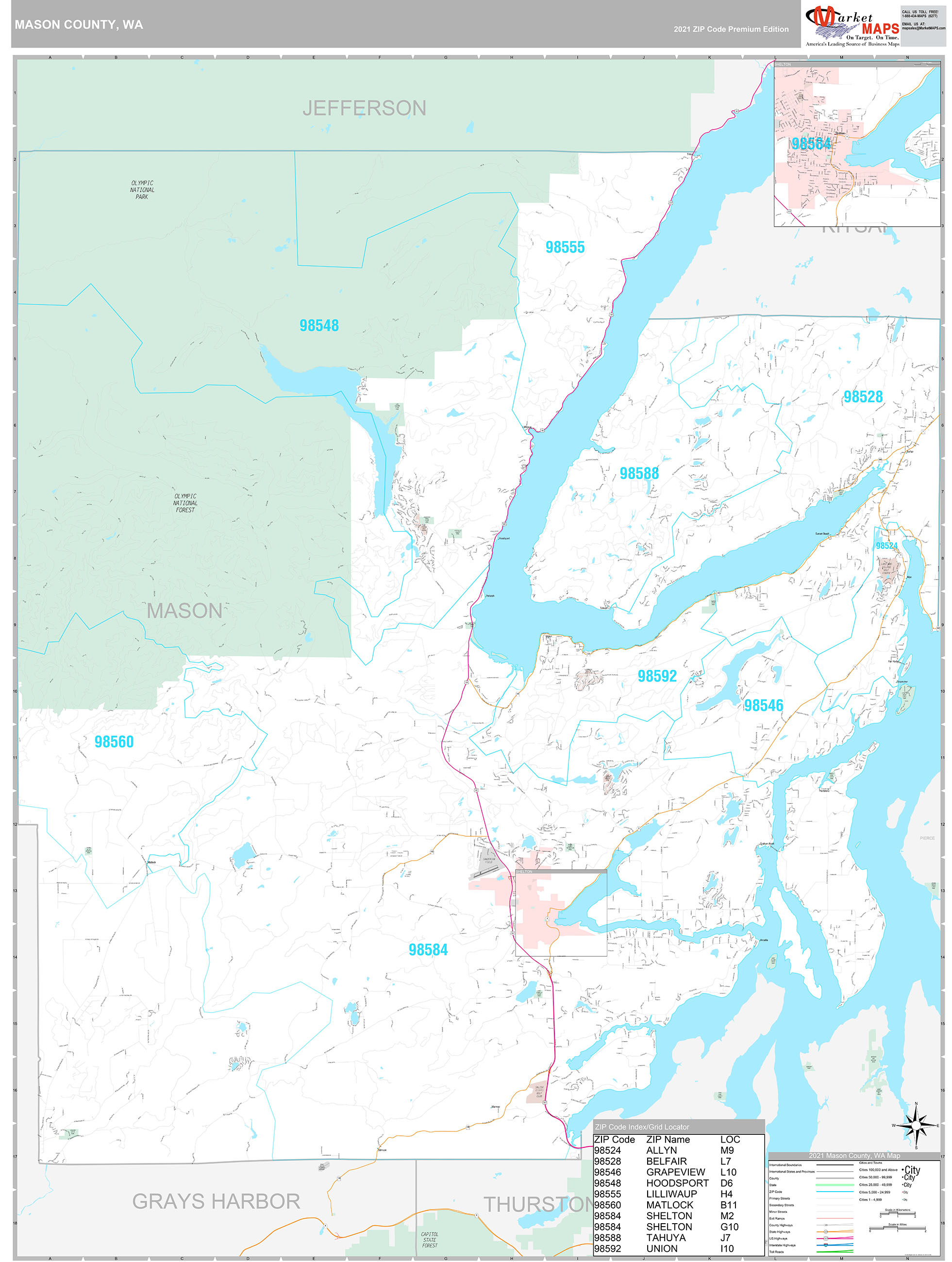 Wahkiakum County, Wa Zip Code Wall Map Premium Style By Marketmaps 240