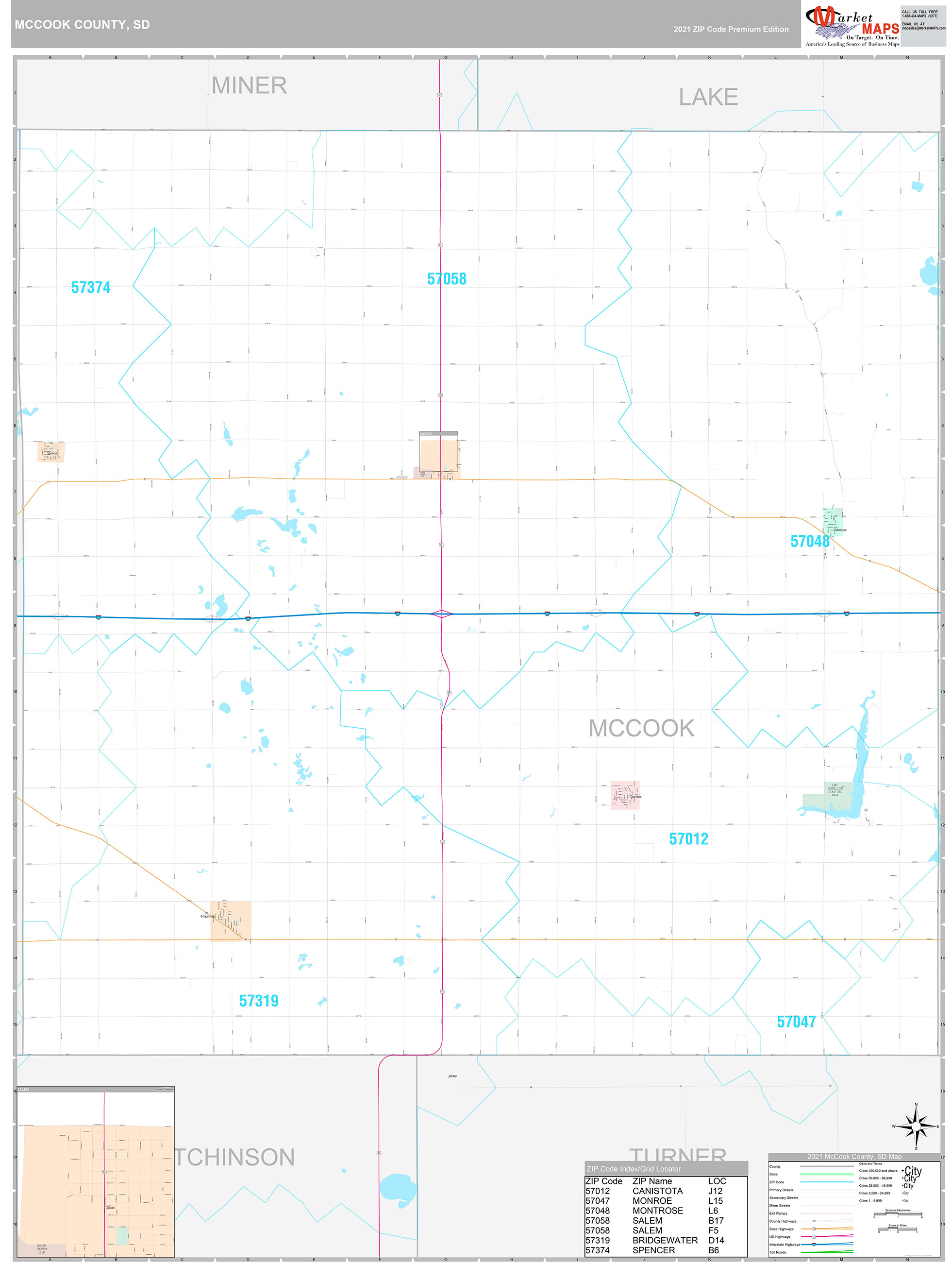 McCook County, SD Wall Map Premium Style by MarketMAPS