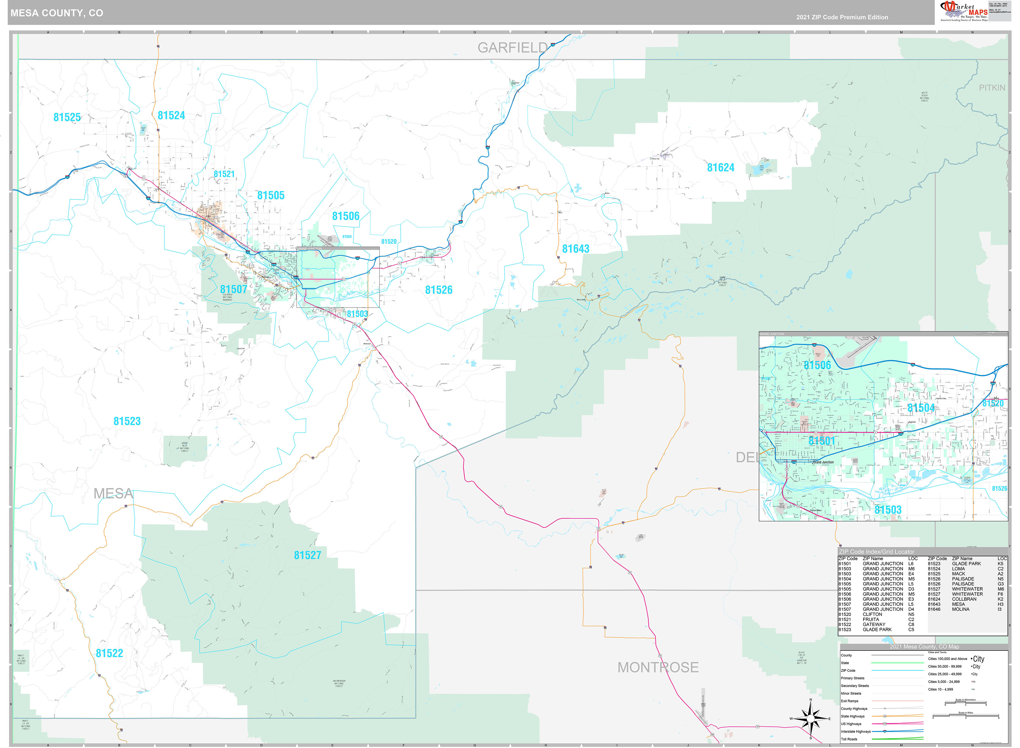 Mesa County, CO Wall Map Premium Style by MarketMAPS - MapSales