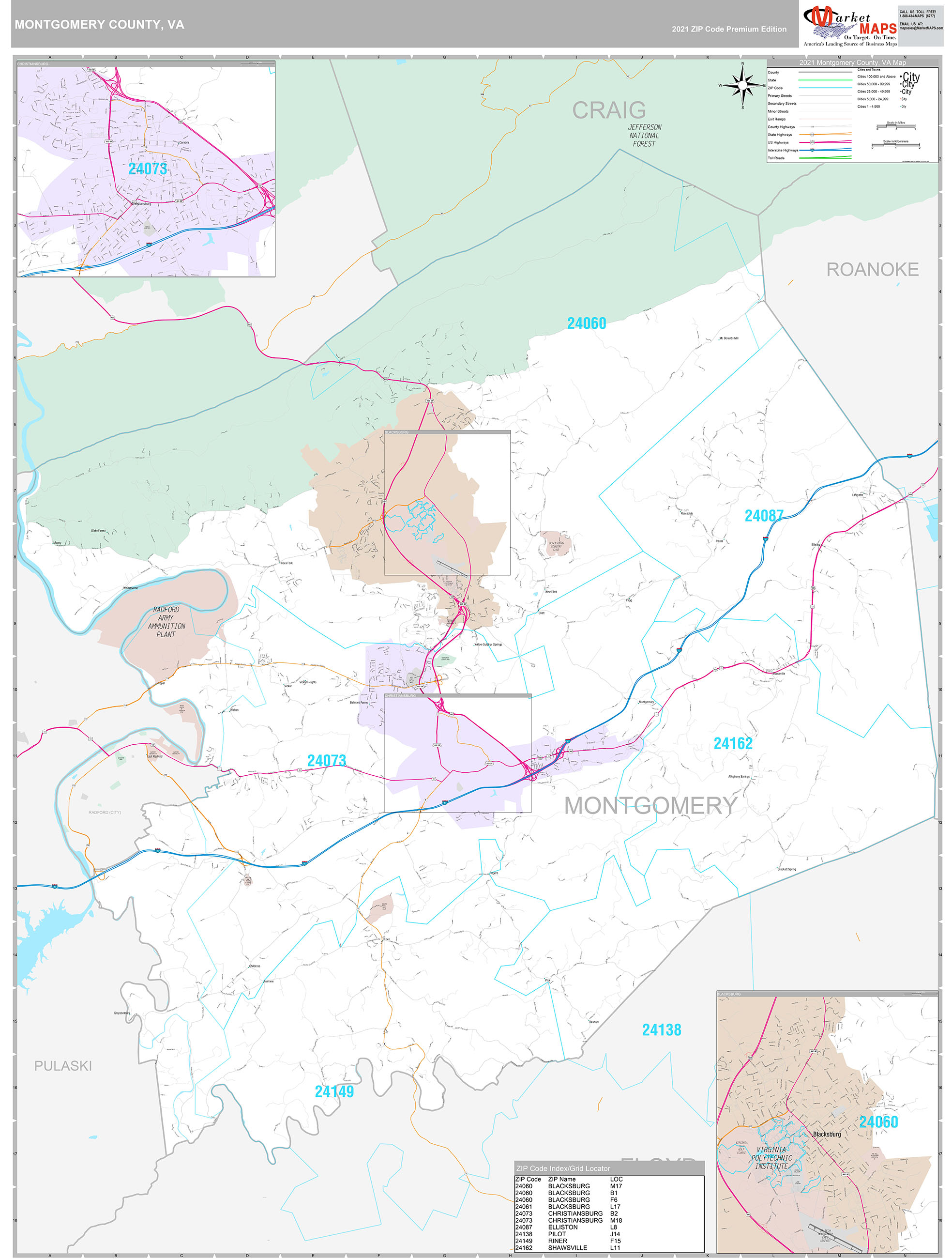 Montgomery County Virginia Map 9655