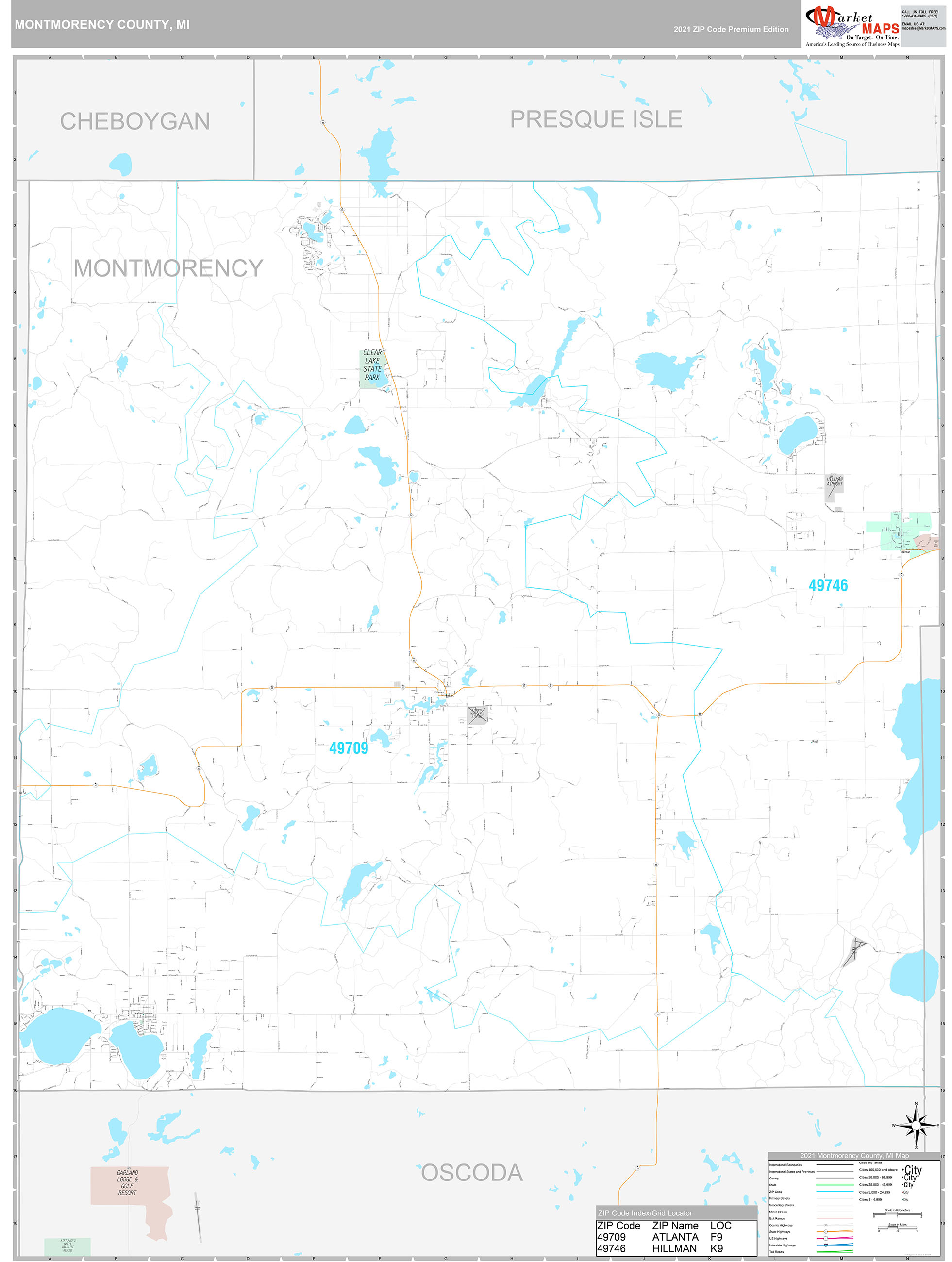 Montmorency County Mi Wall Map Premium Style By Marketmaps 2393