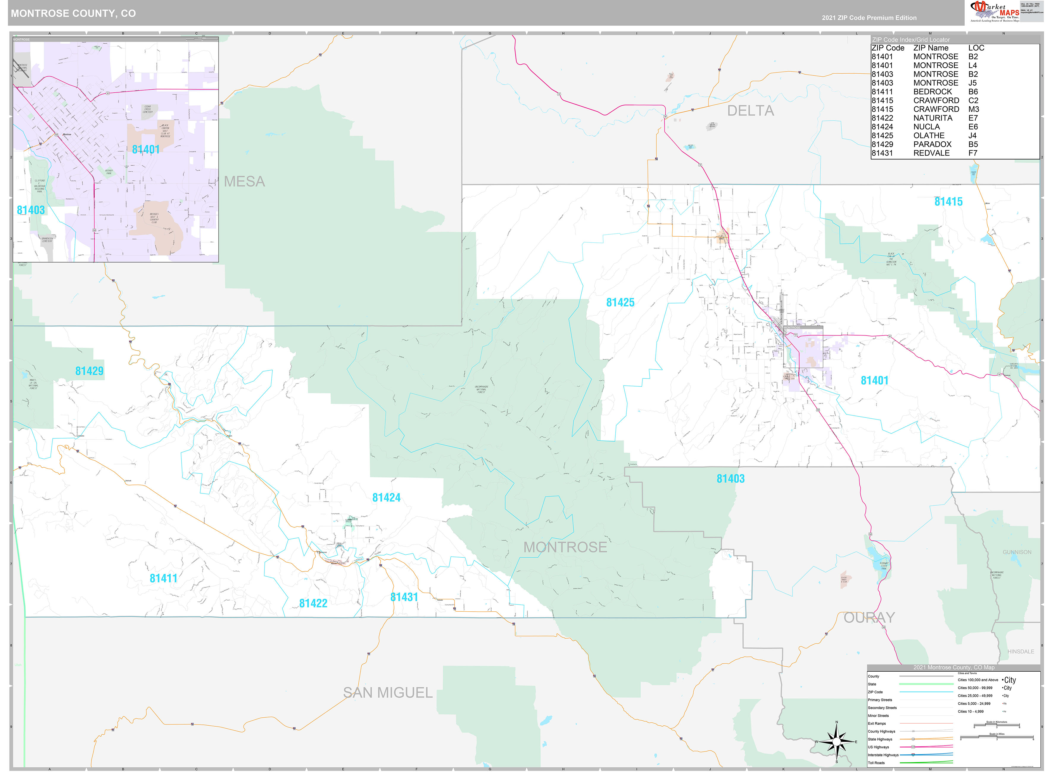 Montrose County CO Wall Map Premium Style By MarketMAPS   Montrose CO 