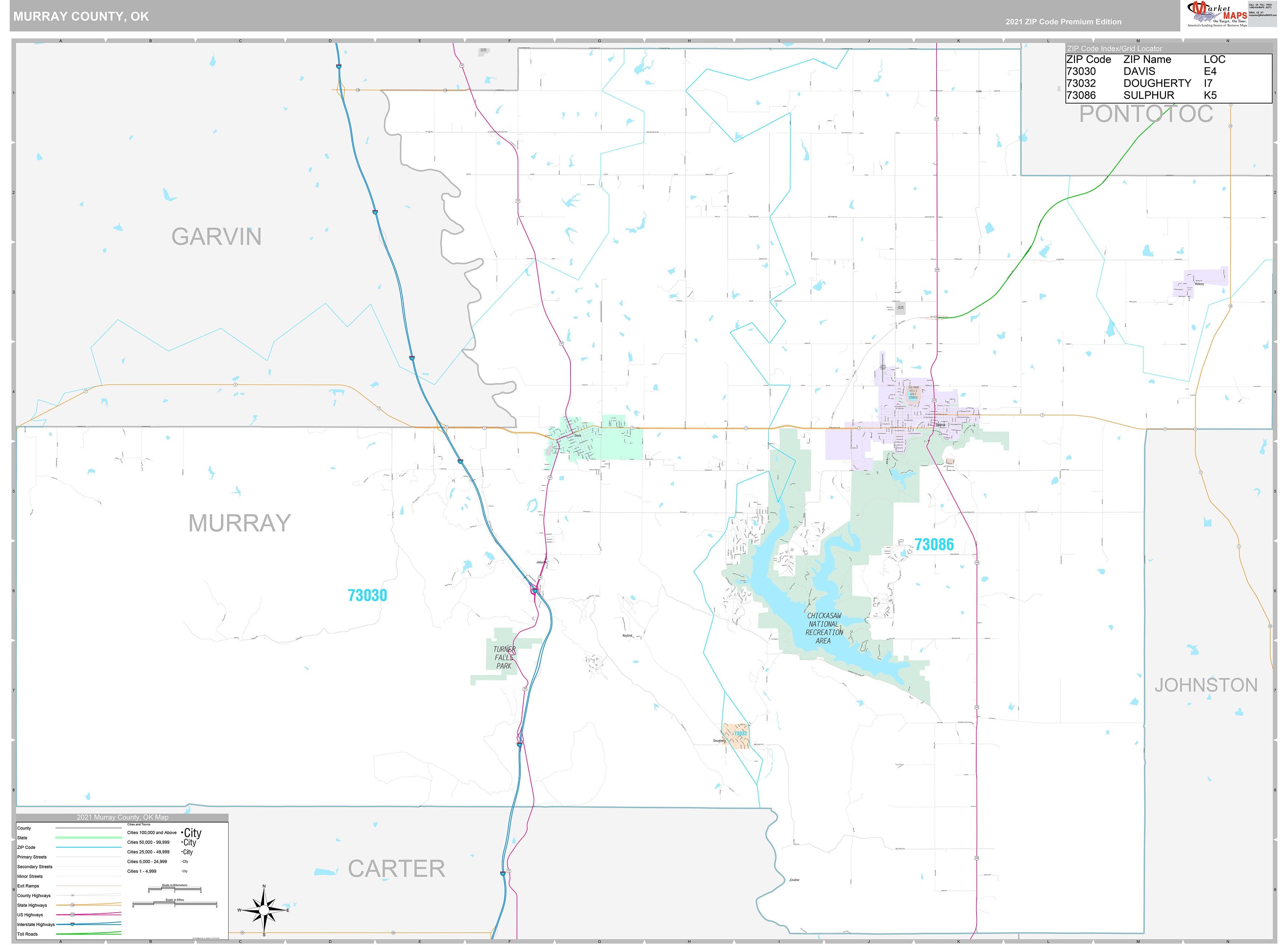 Murray County, OK Wall Map Premium Style by MarketMAPS - MapSales.com