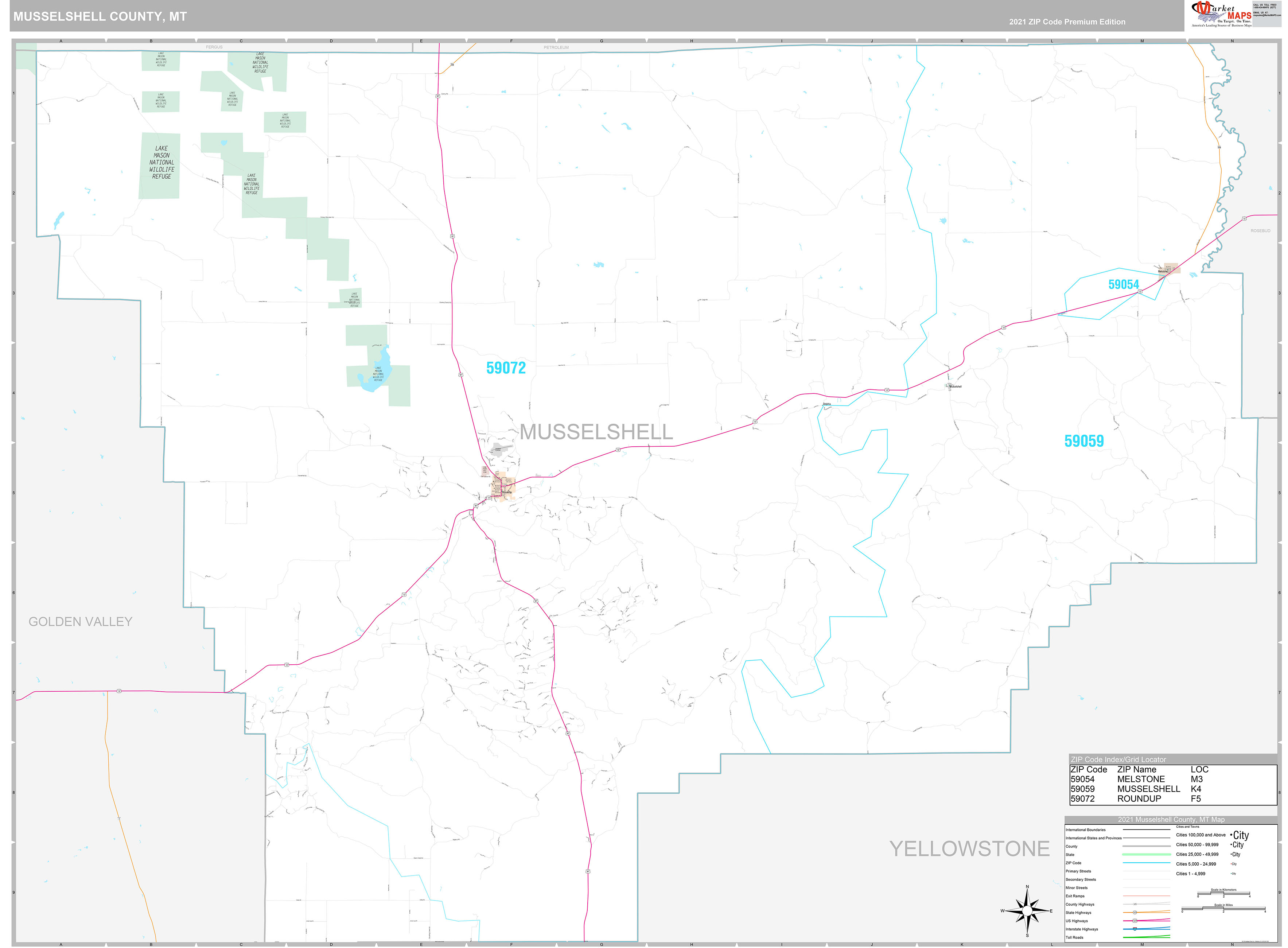 Musselshell County, MT Wall Map Premium Style by MarketMAPS - MapSales.com