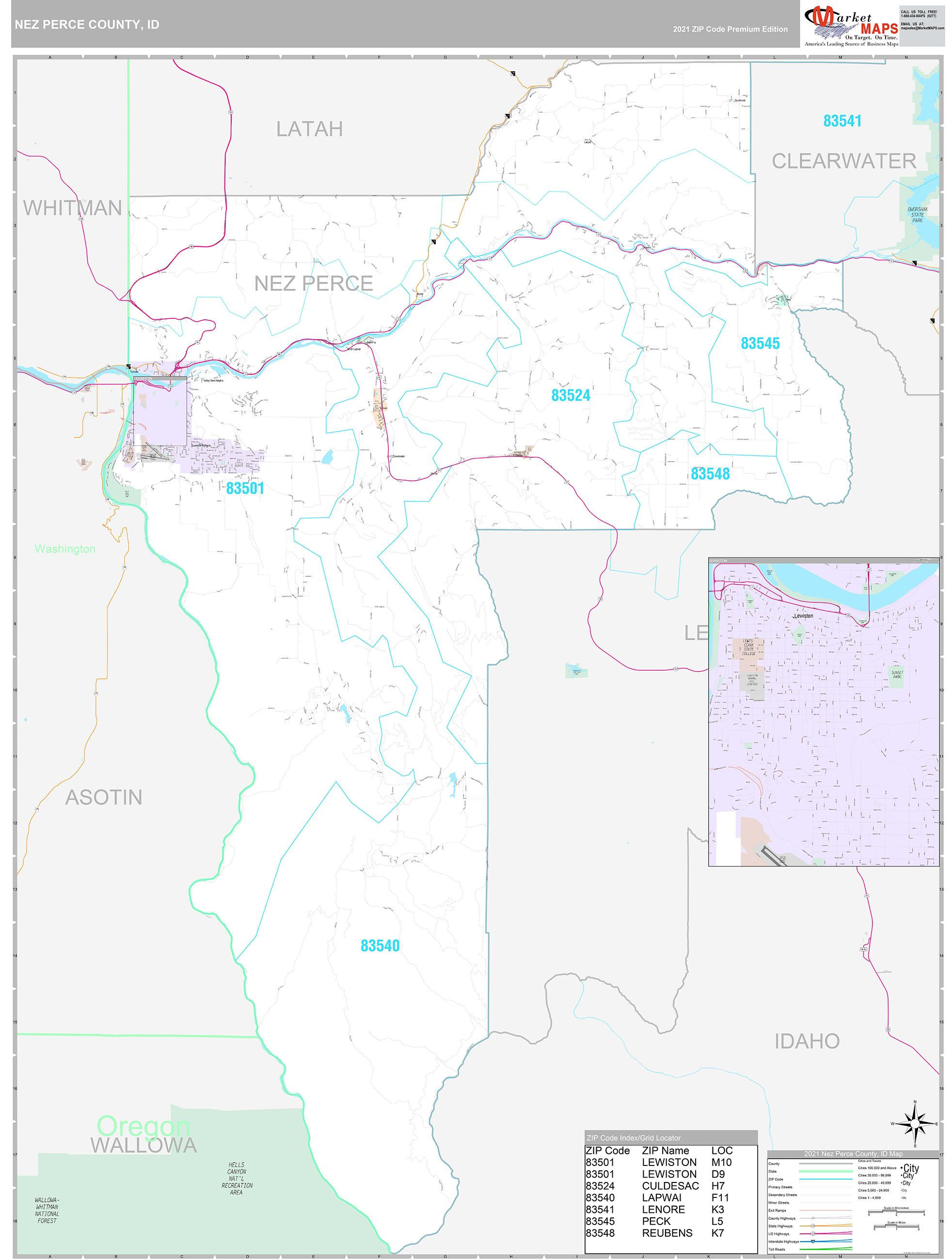 Nez Perce County Map