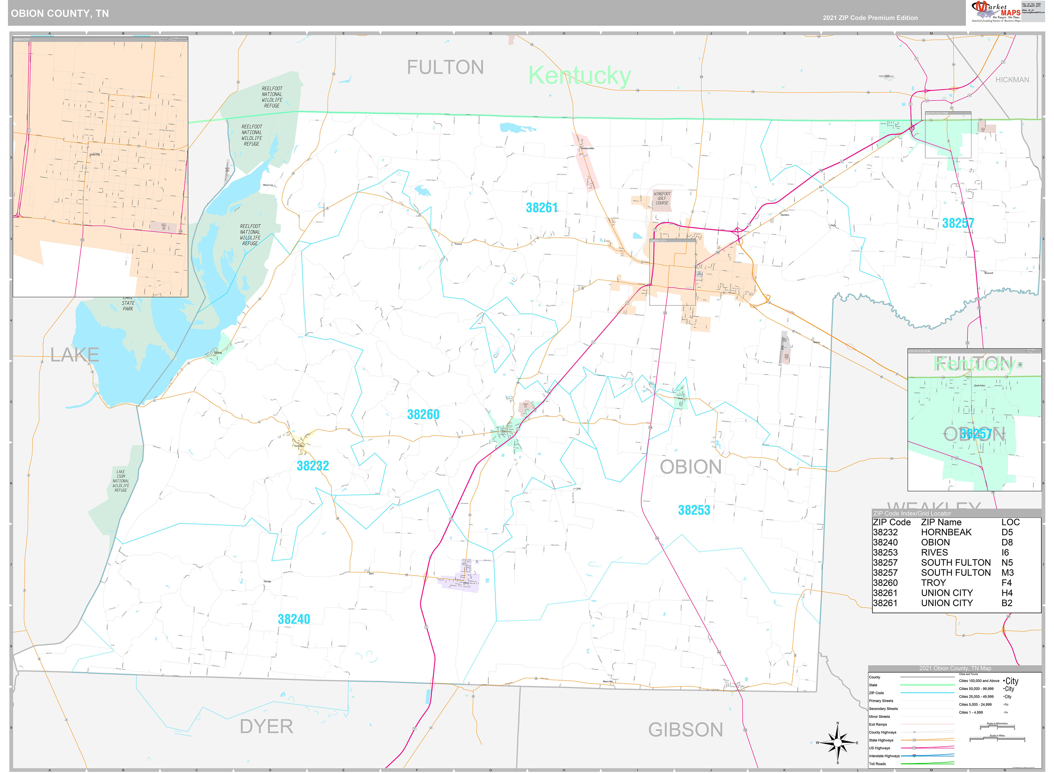 Obion County TN Wall Map Premium Style By MarketMAPS   Obion TN 