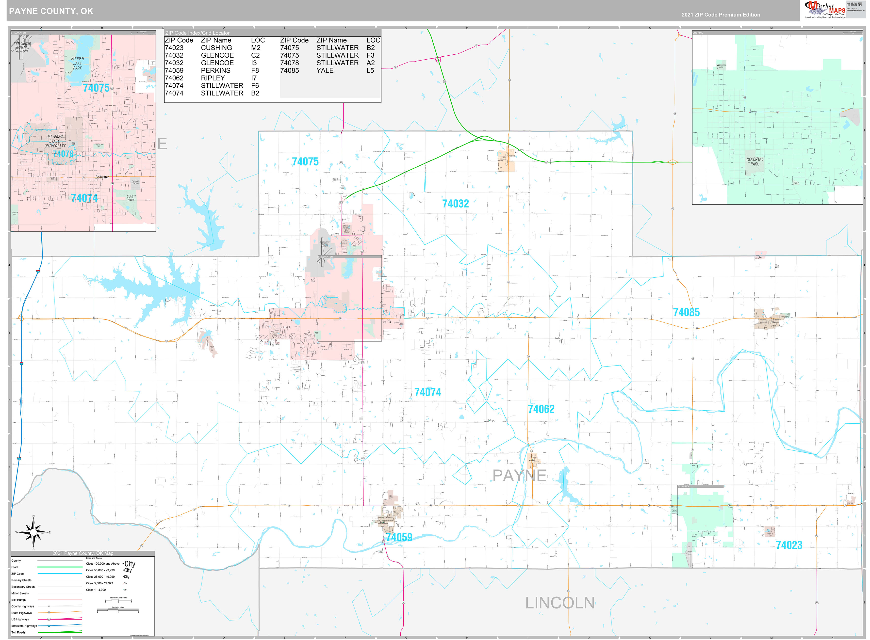 Payne County, OK Wall Map Premium Style by MarketMAPS