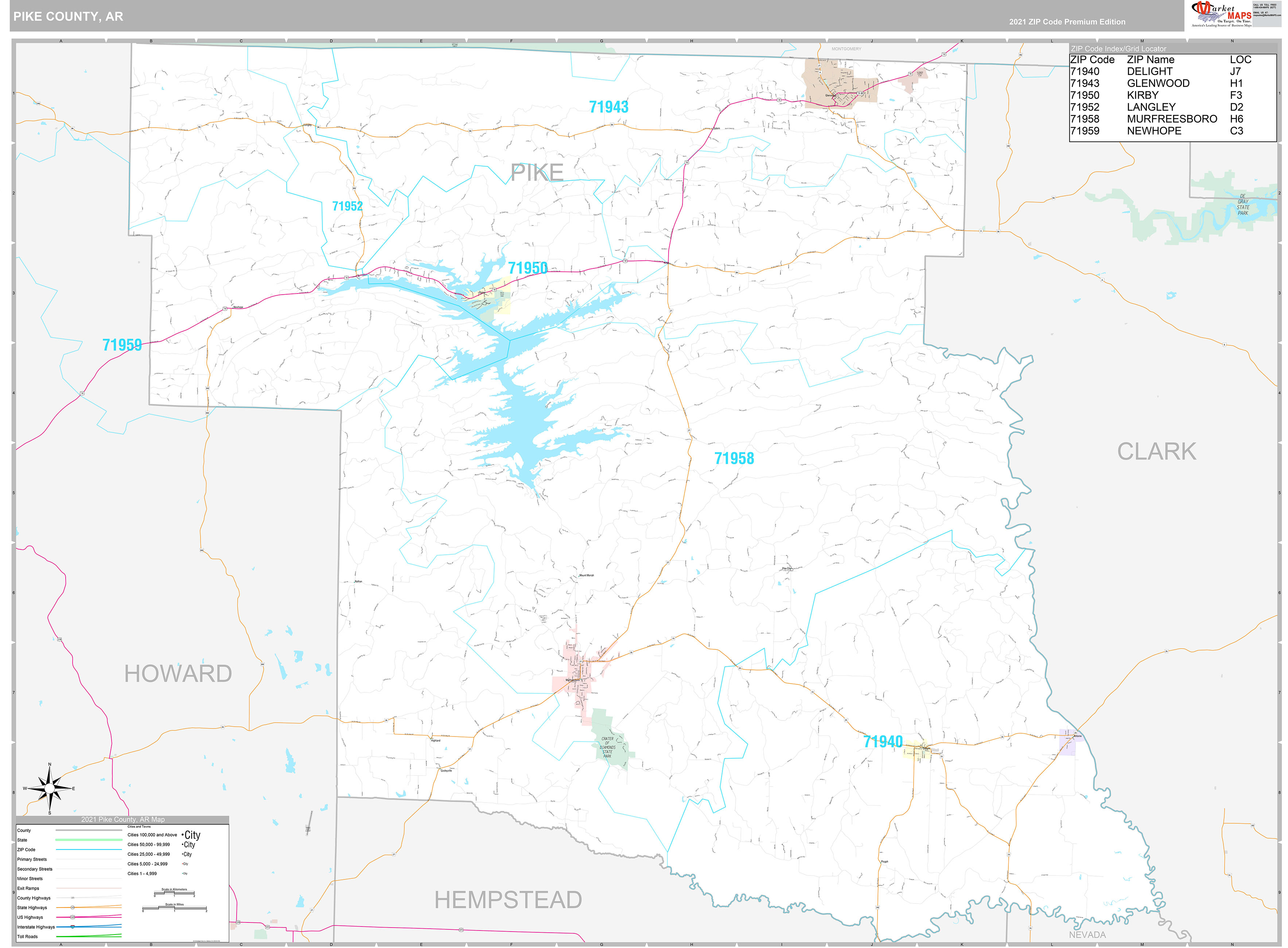 Pike County Ar Wall Map Premium Style By Marketmaps