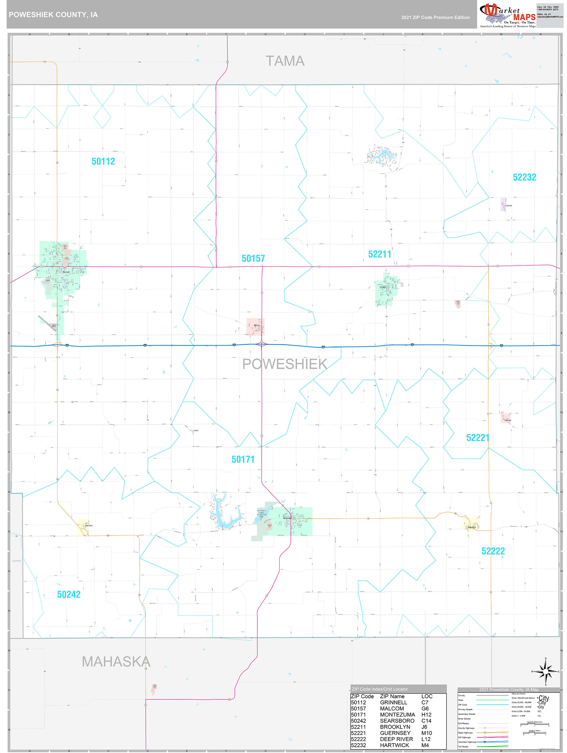 Poweshiek County Ia Wall Map Premium Style By Marketmaps 7617