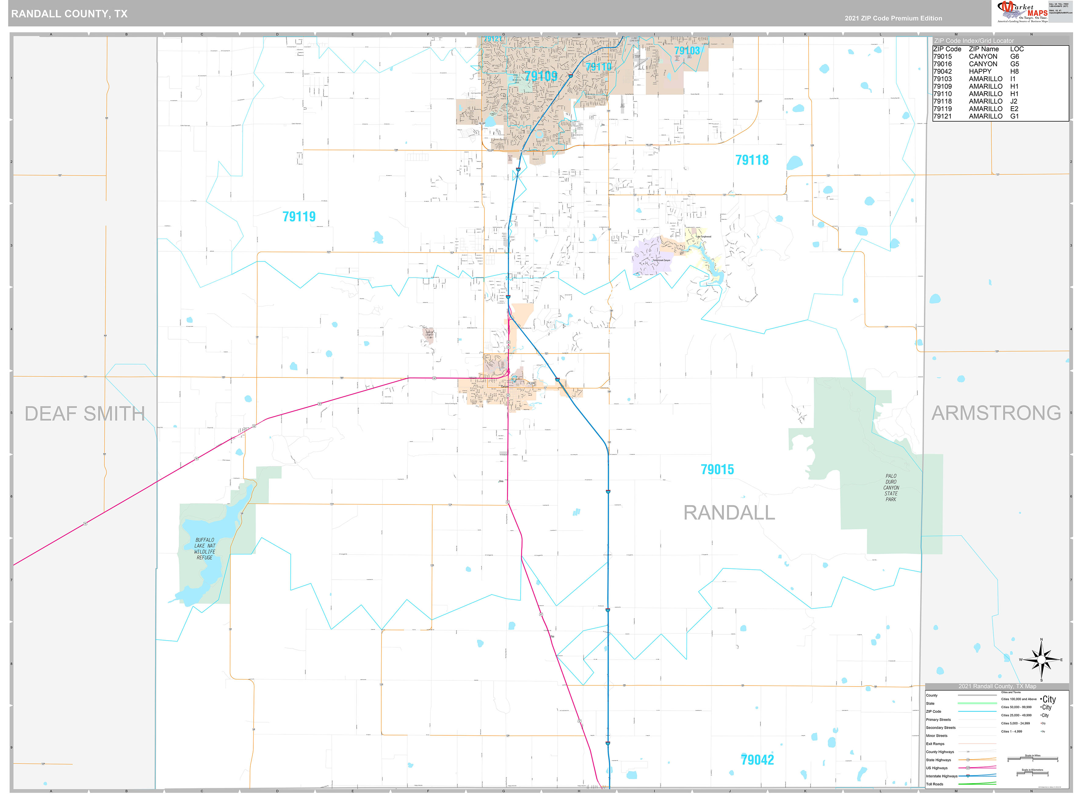 Randall County TX Wall Map Premium Style by MarketMAPS MapSales