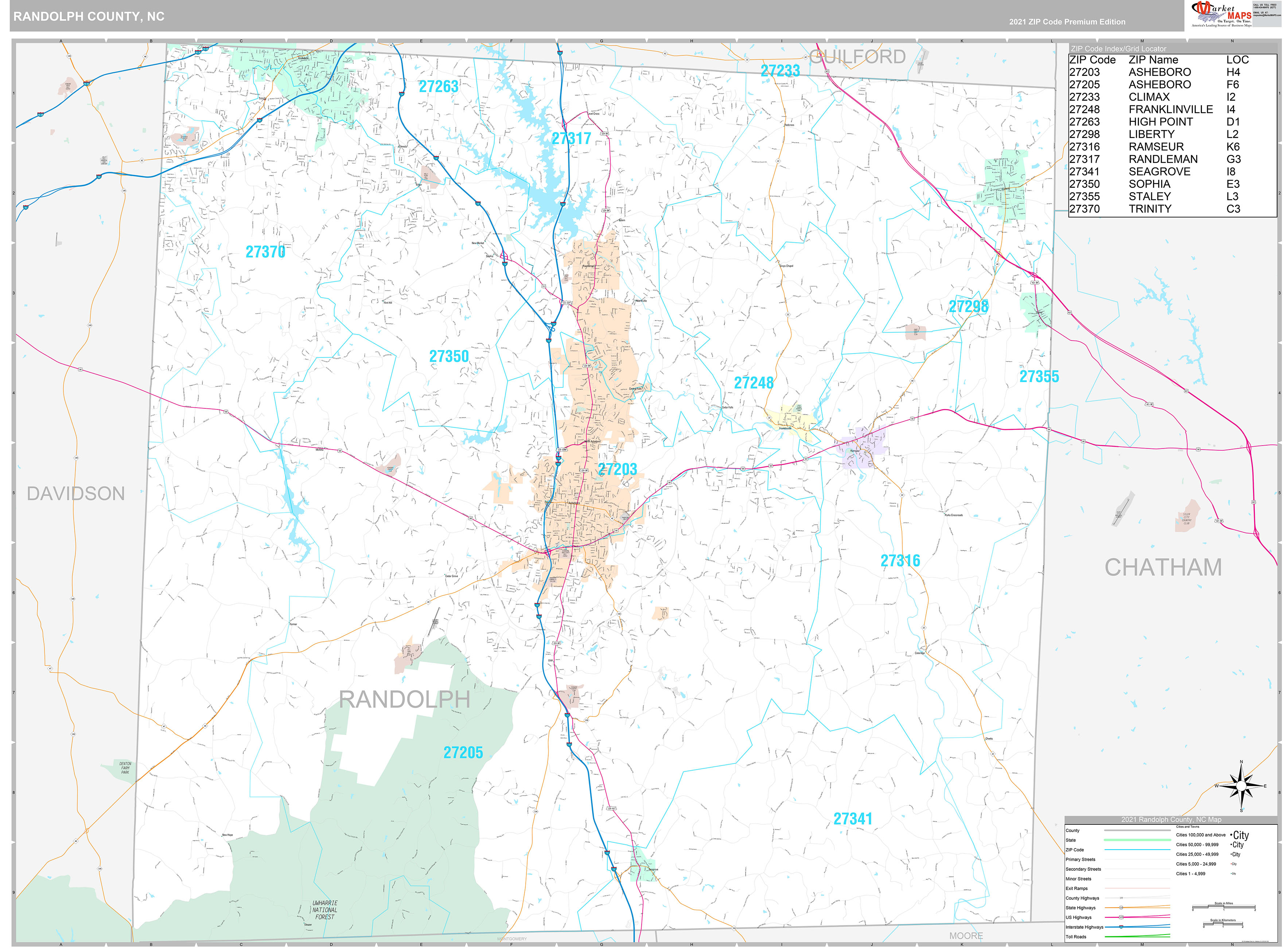 randolph-county-nc-wall-map-premium-style-by-marketmaps-mapsales