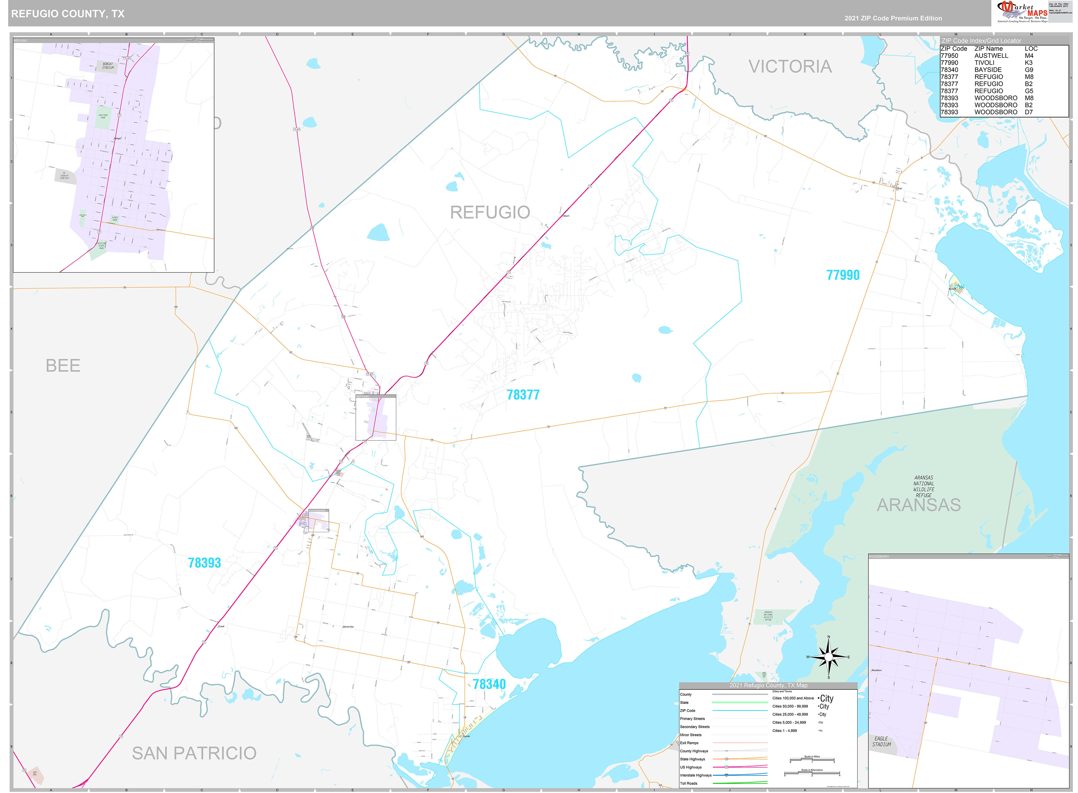 Refugio County, TX Wall Map Premium Style by MarketMAPS - MapSales.com