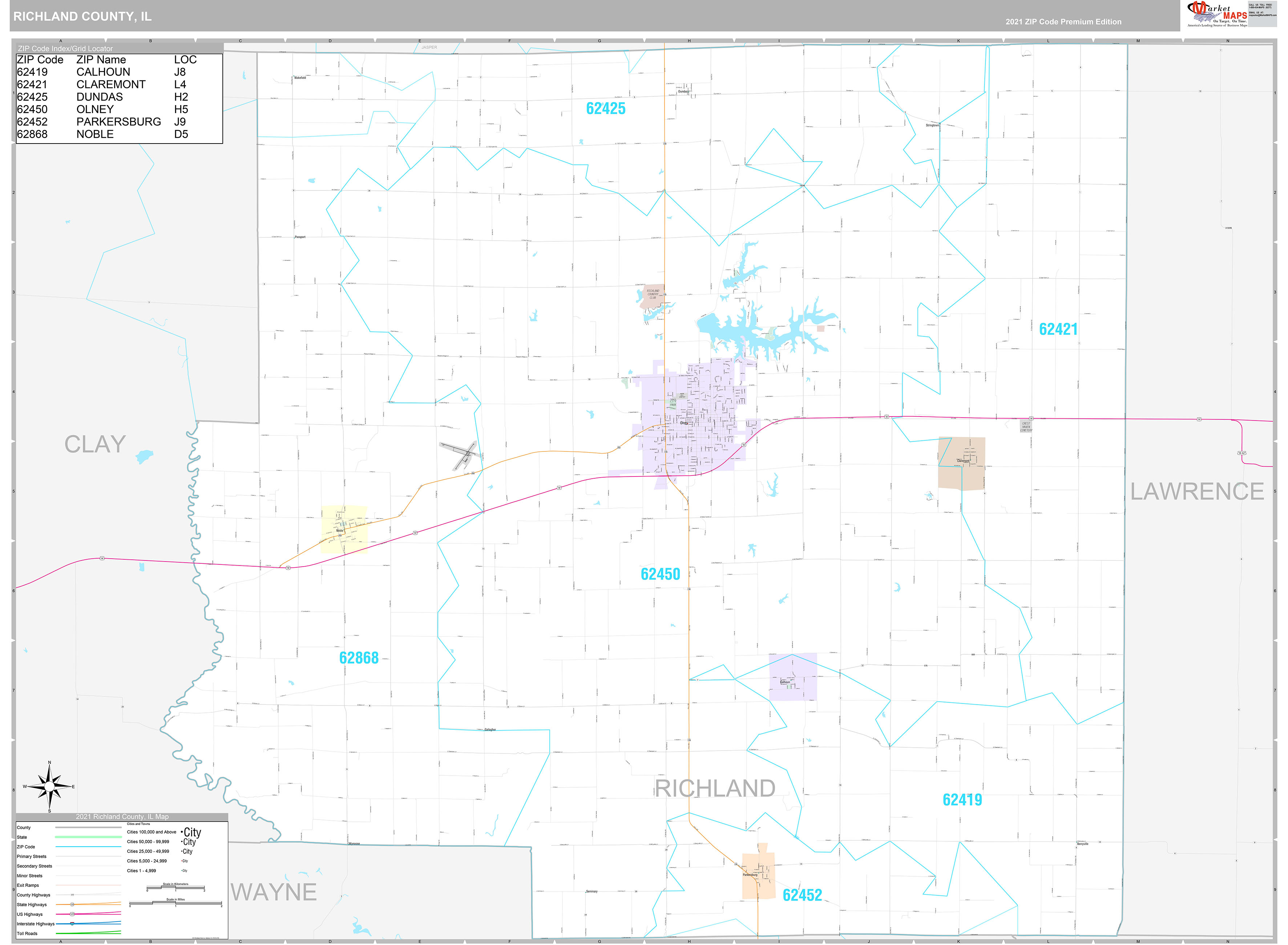 Richland County, IL Wall Map Premium Style by MarketMAPS - MapSales.com