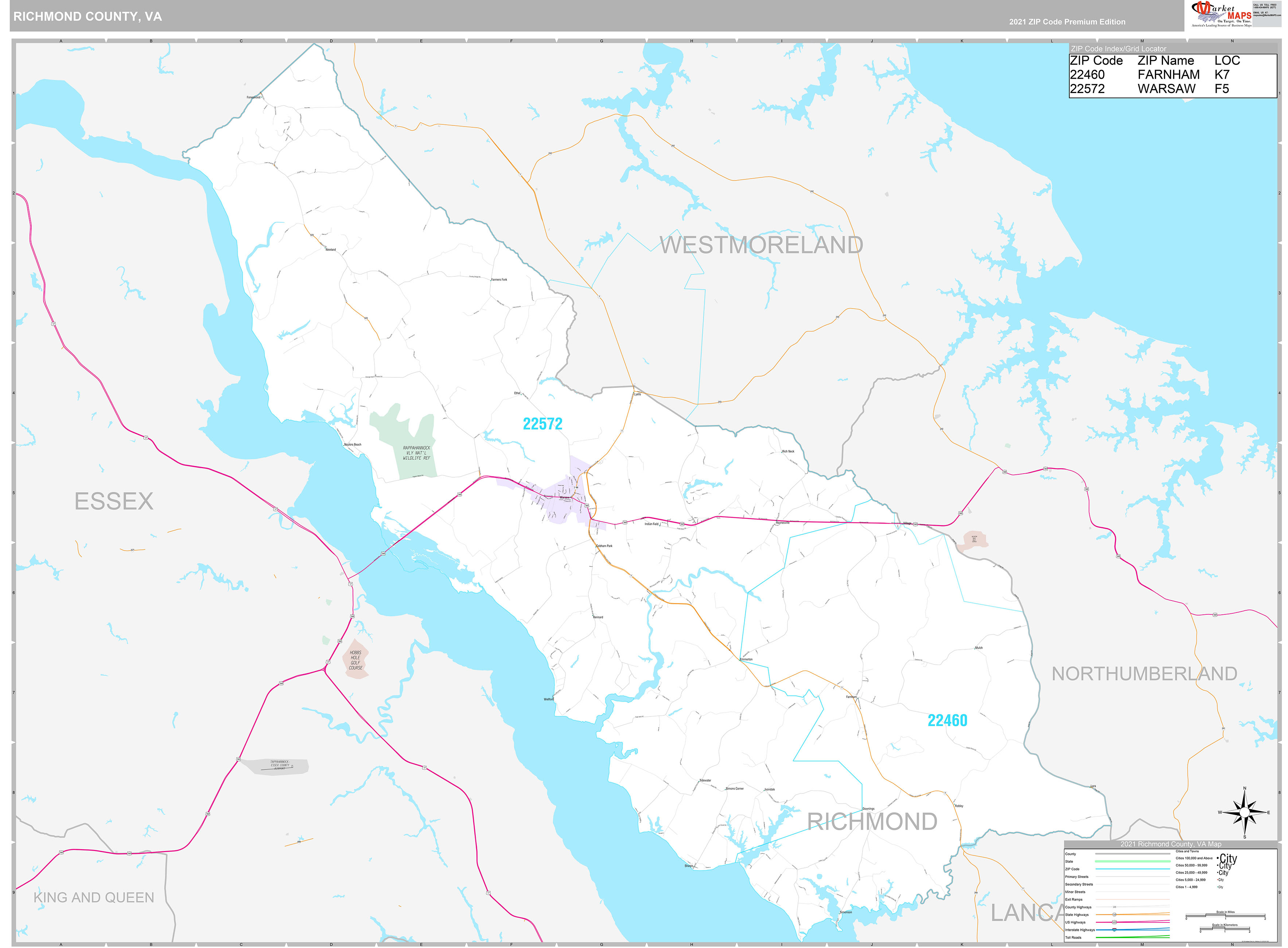Richmond County, VA Wall Map Premium Style by MarketMAPS - MapSales
