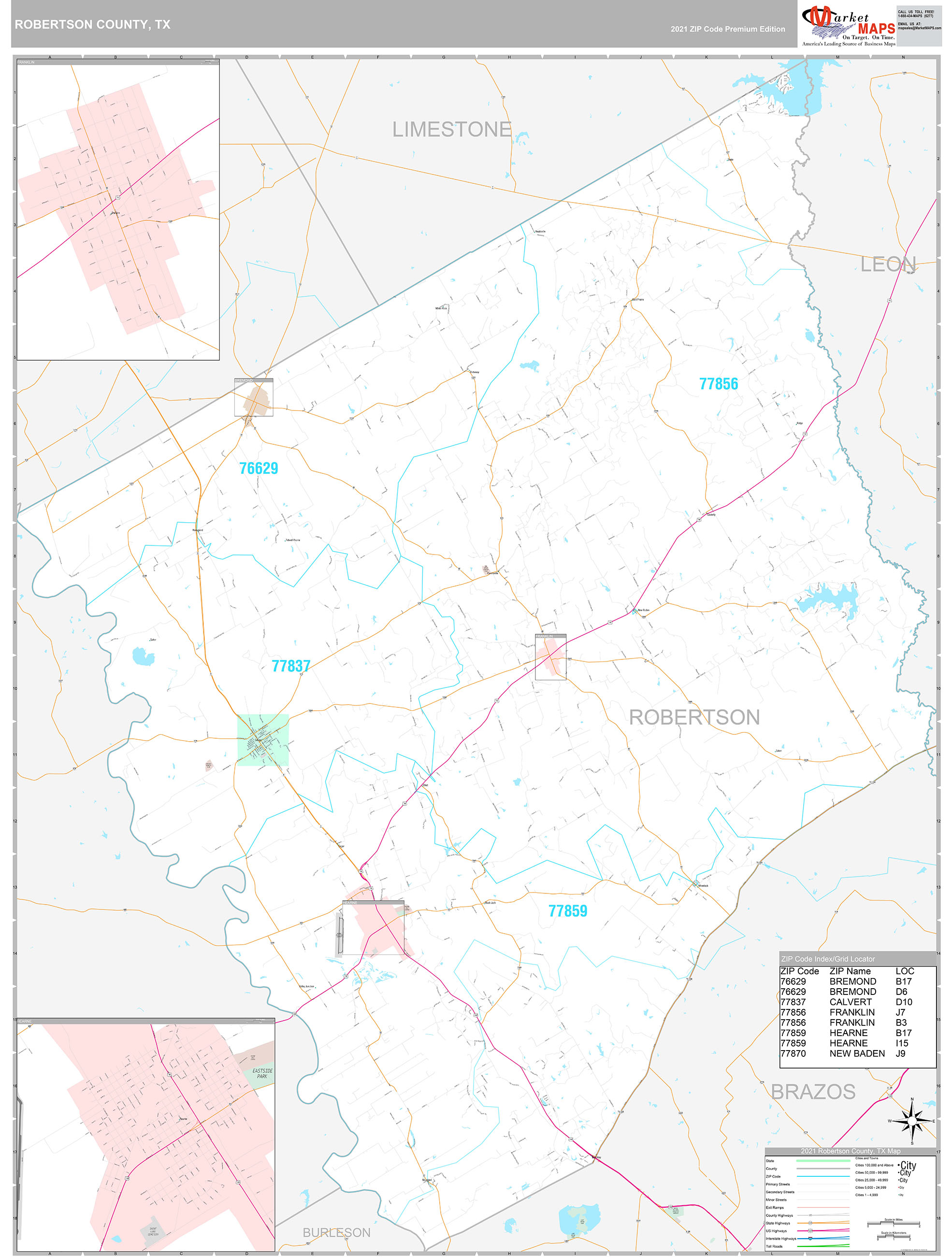 Robertson County Tx Wall Map Premium Style By Marketmaps 8580