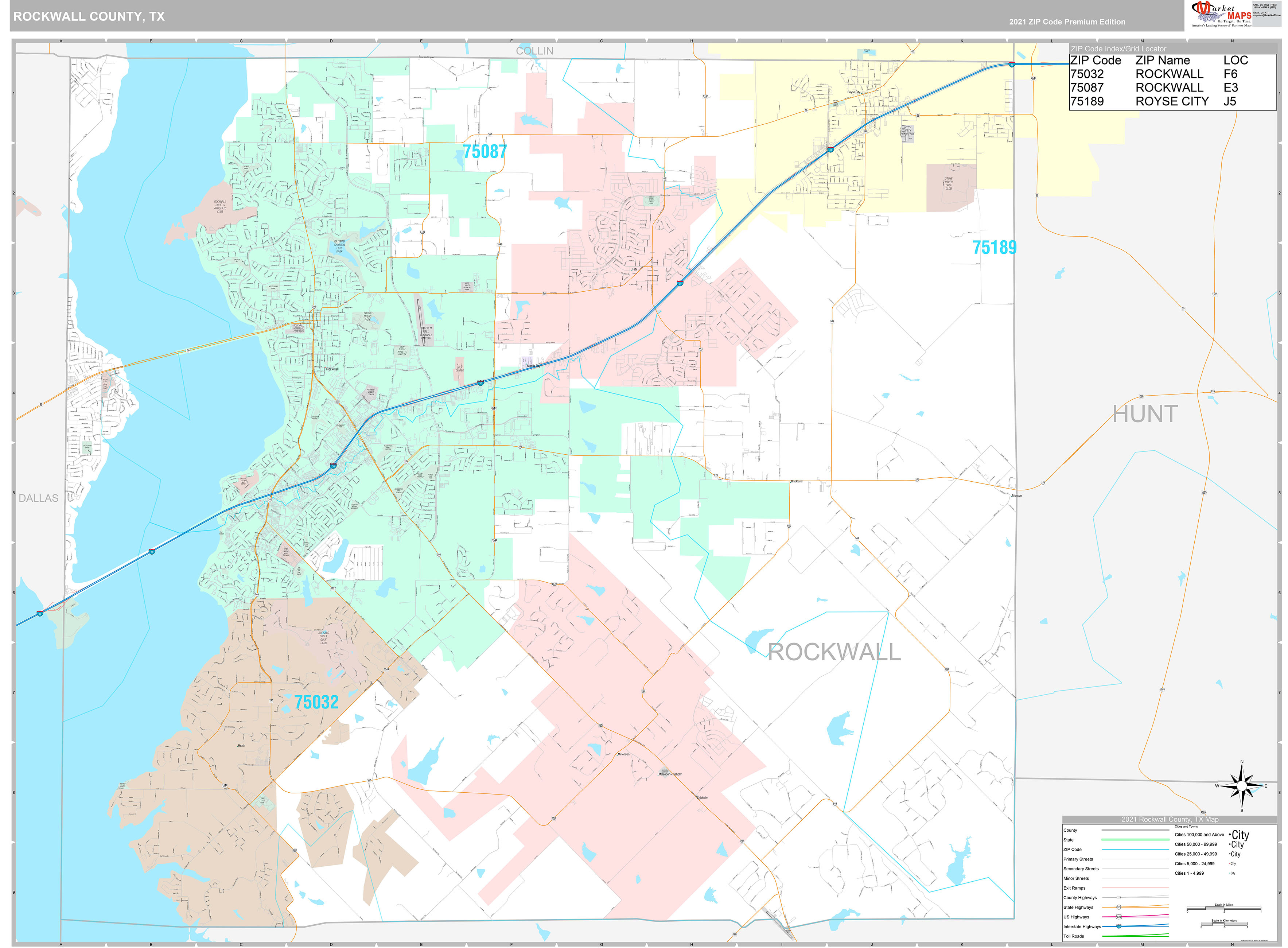 Rockwall County Tx Wall Map Premium Style By Marketmaps 0279