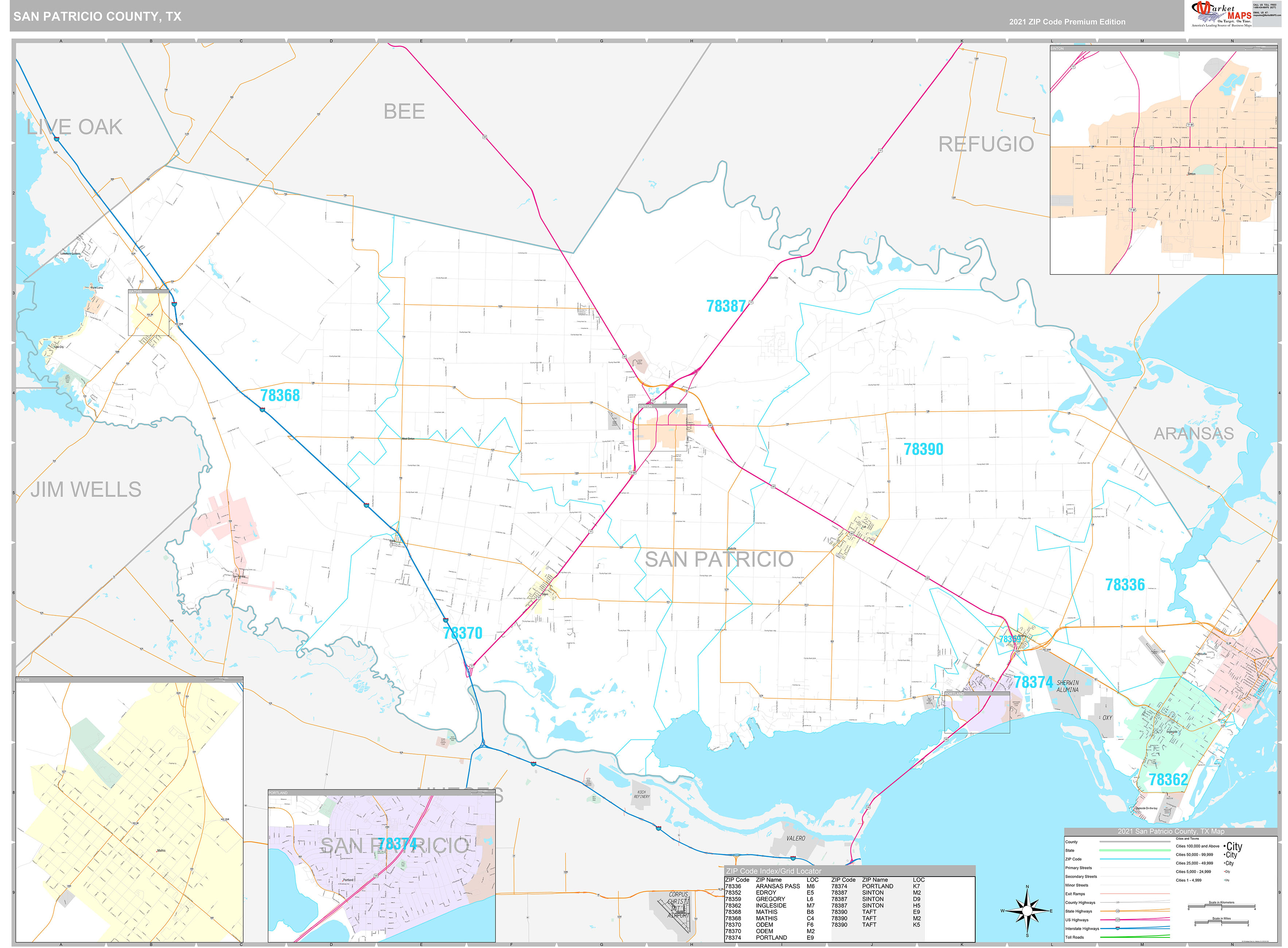 San Patricio County Tx Wall Map Premium Style By Marketmaps 5912