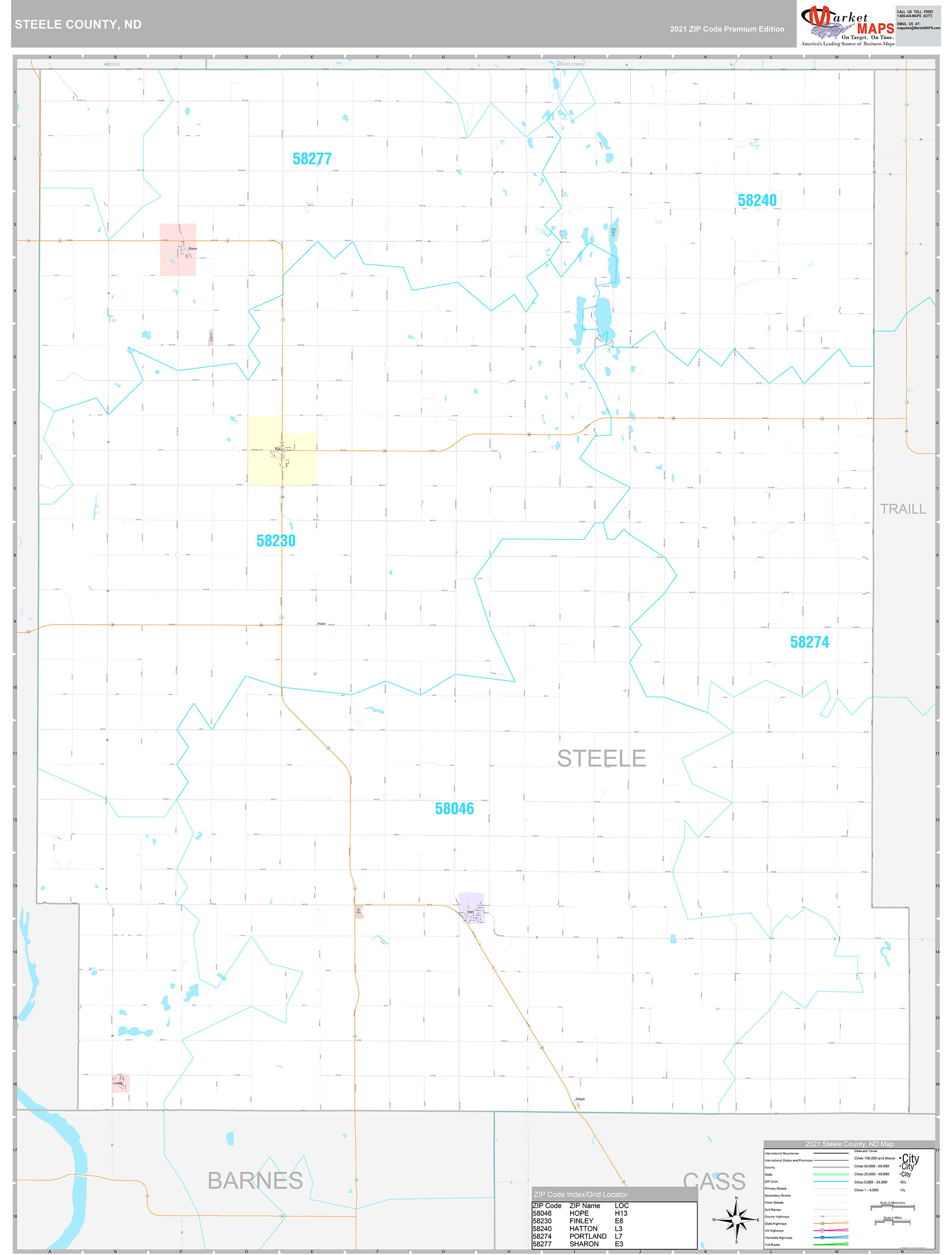 Steele County Nd Wall Map Premium Style By Marketmaps 6463