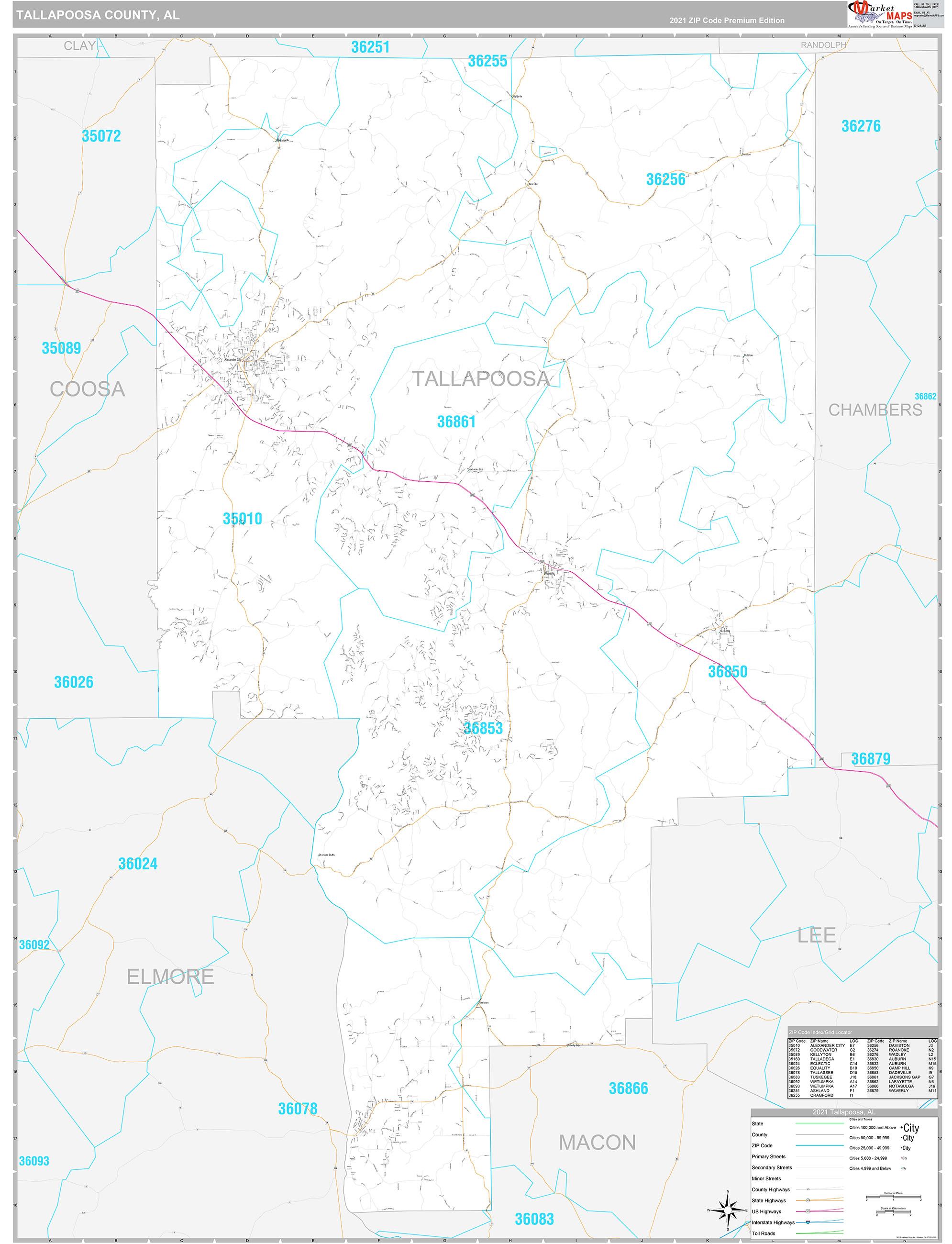 Tallapoosa County Al Wall Map Premium Style By Marketmaps 5300