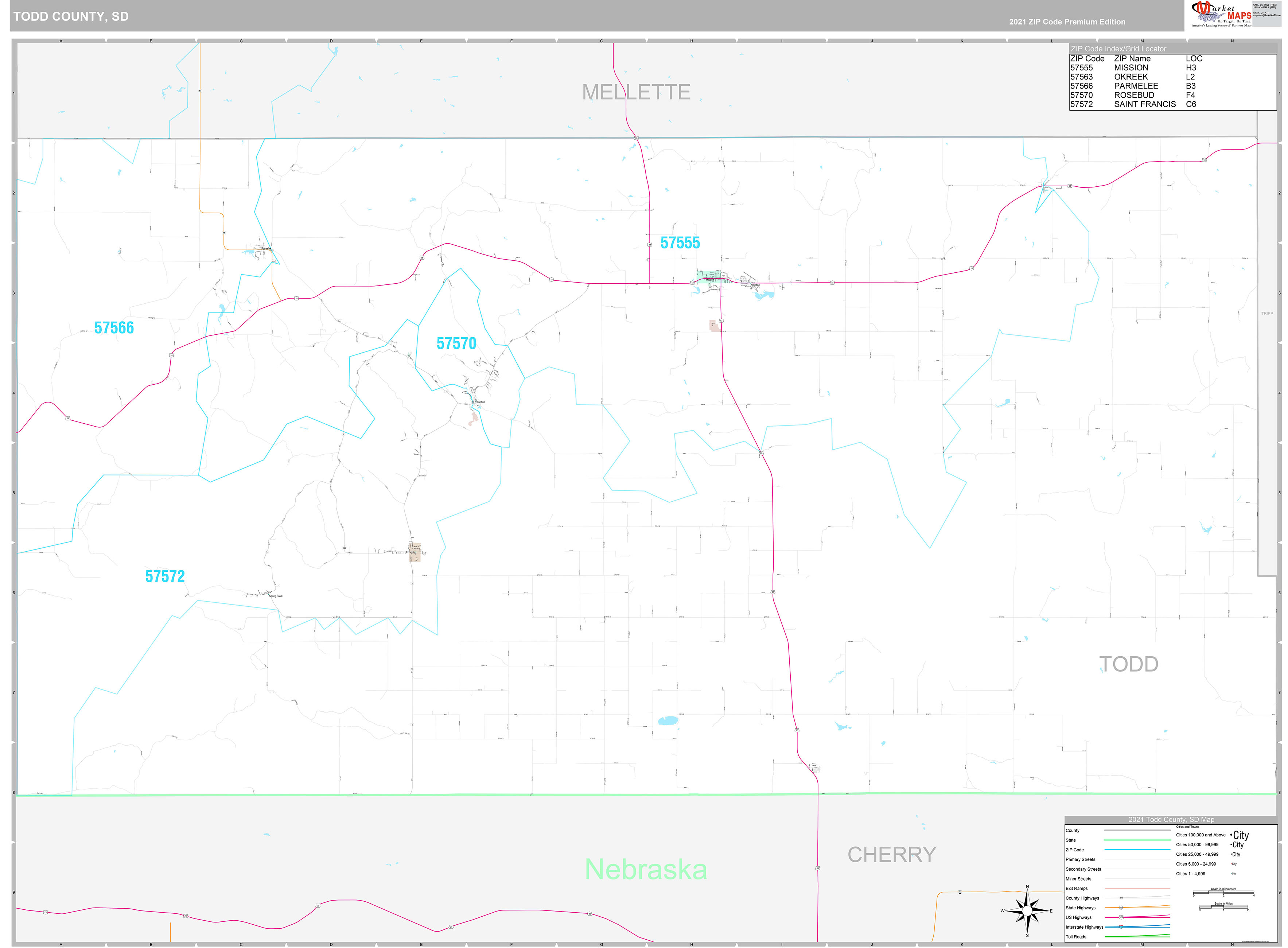 Todd County Sd Wall Map Premium Style By Marketmaps Mapsales 4608