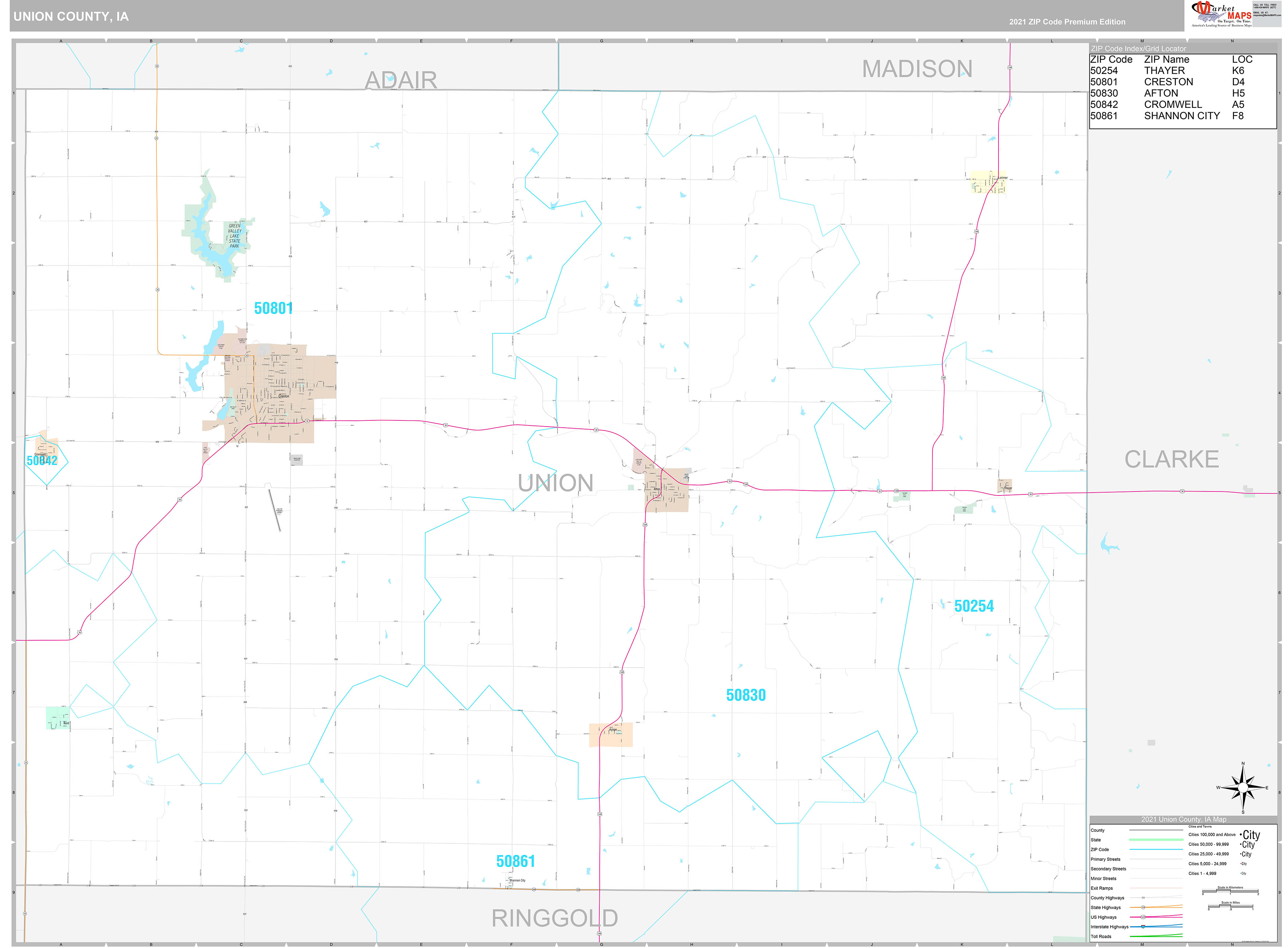 Union County, IA Wall Map Premium Style by MarketMAPS - MapSales