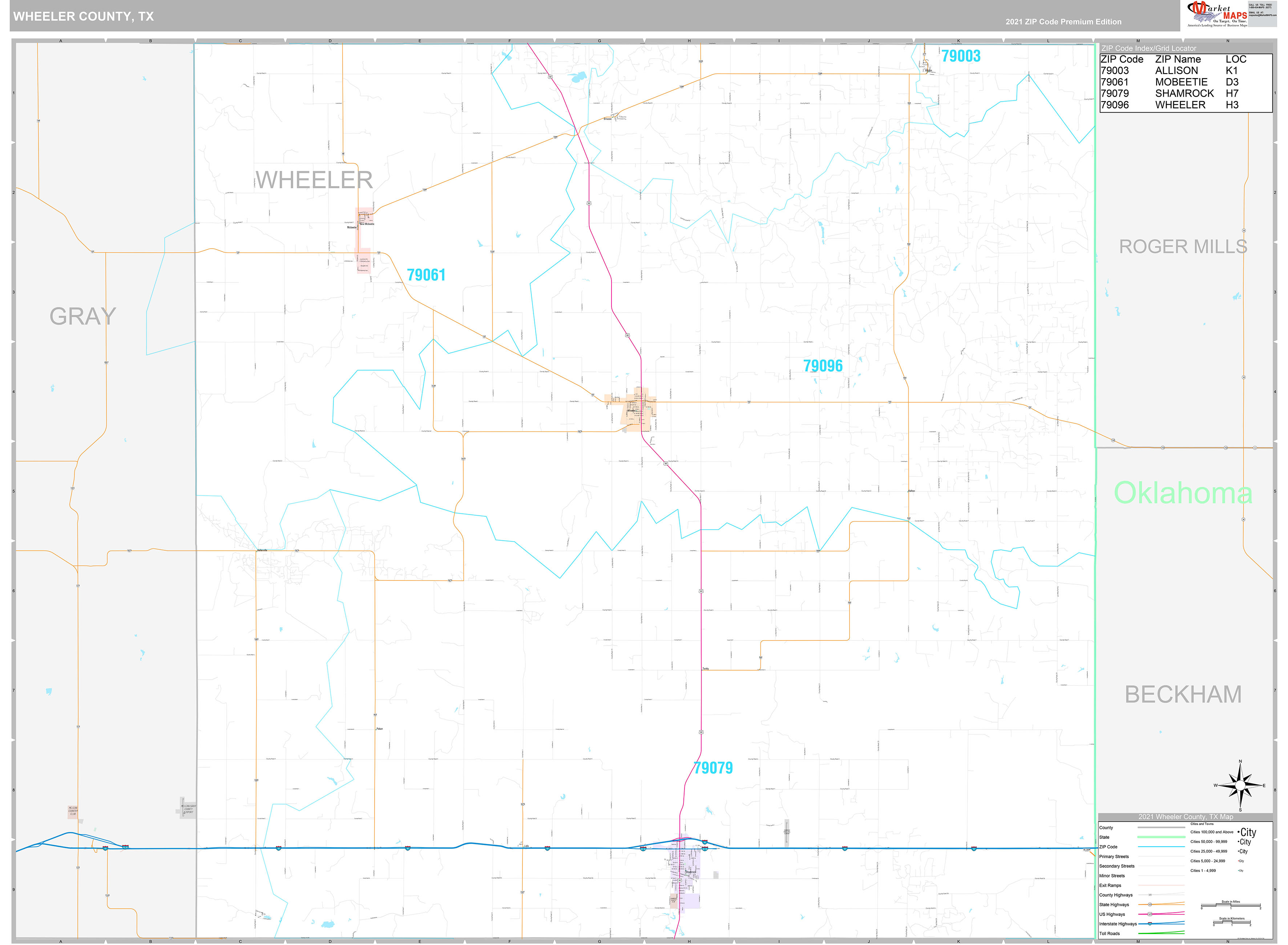 Wheeler County, TX Wall Map Premium Style by MarketMAPS - MapSales