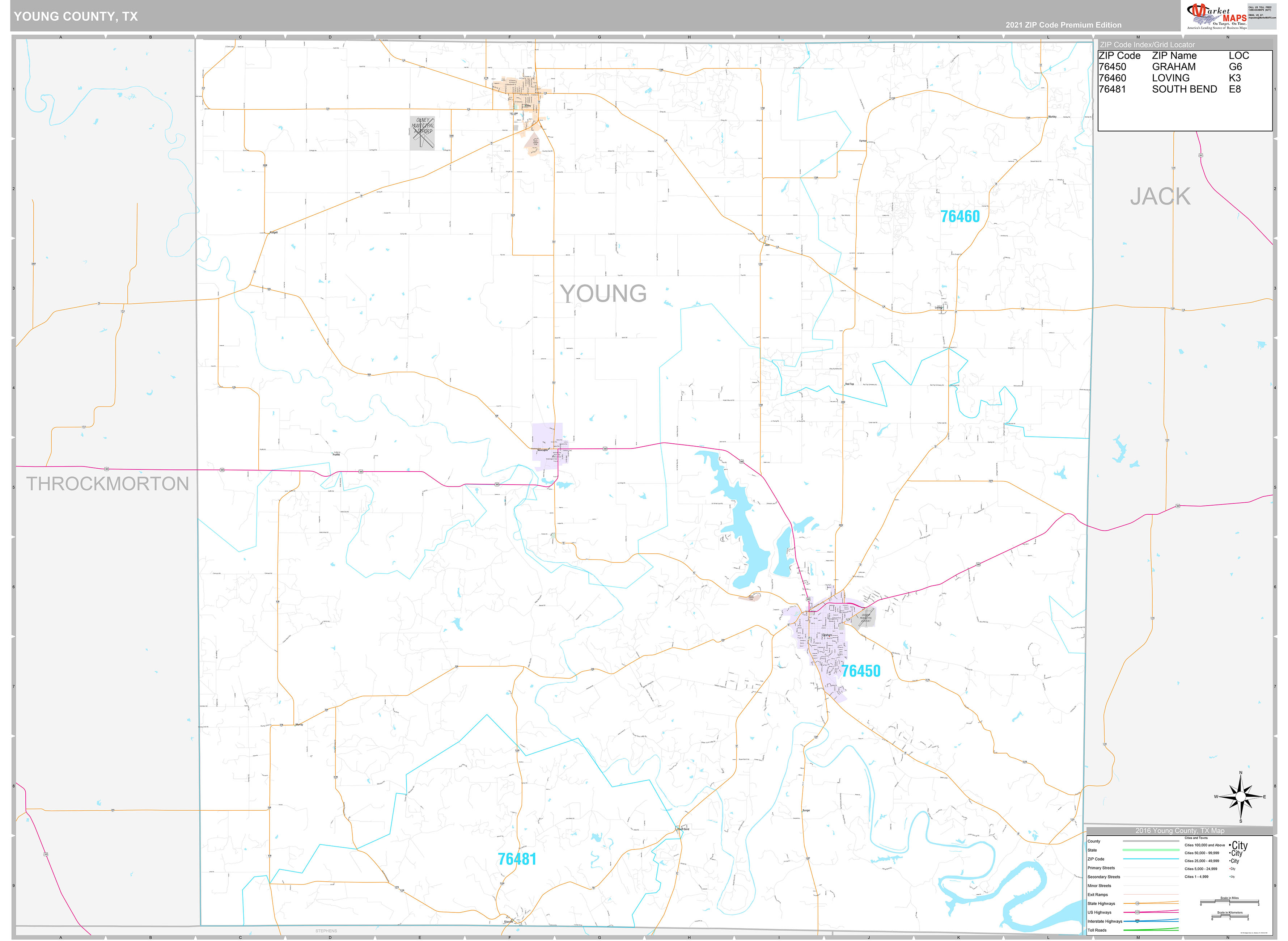 Young County Tx Wall Map Premium Style By Marketmaps 1110