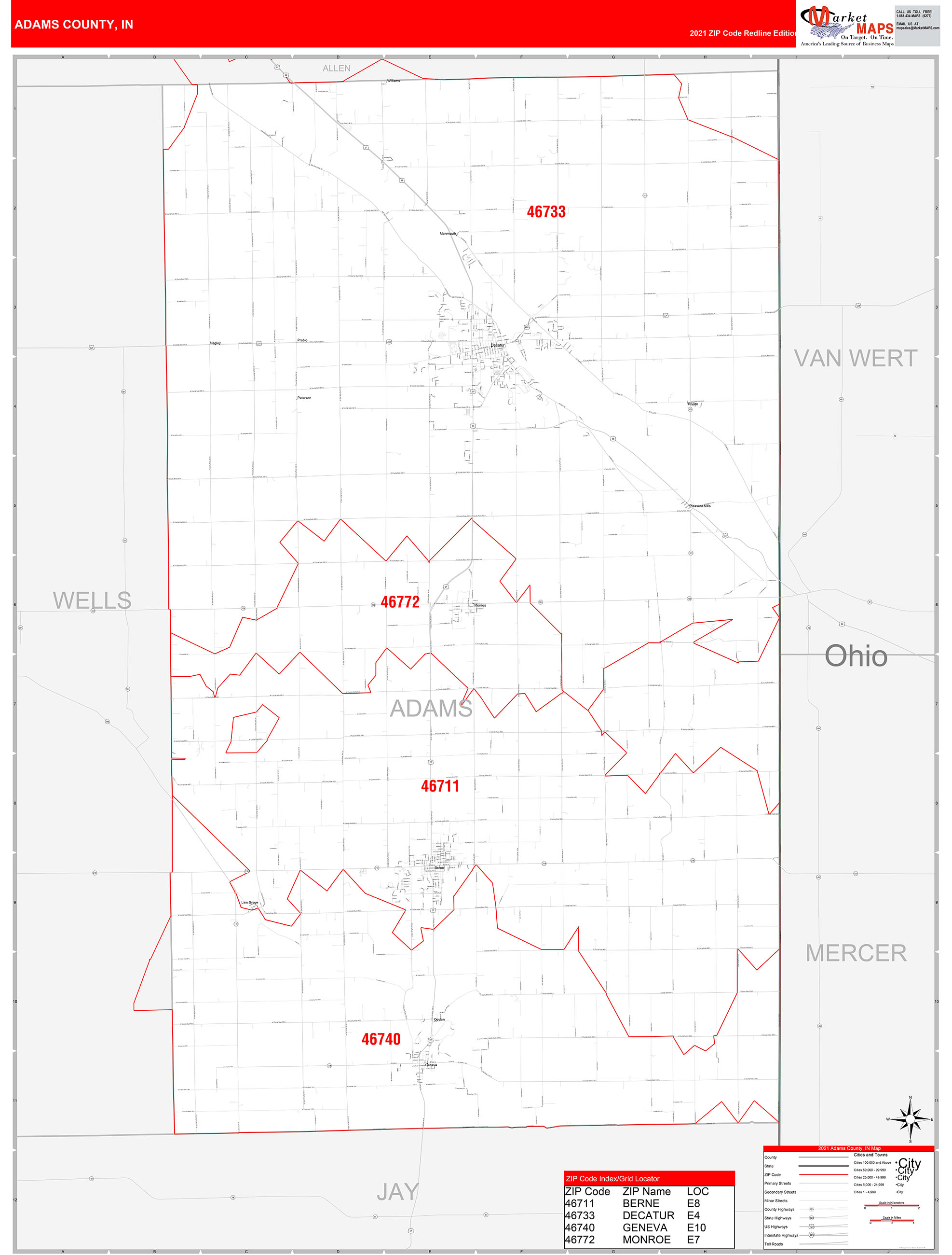 Adams County Zip Code Map - Map of world