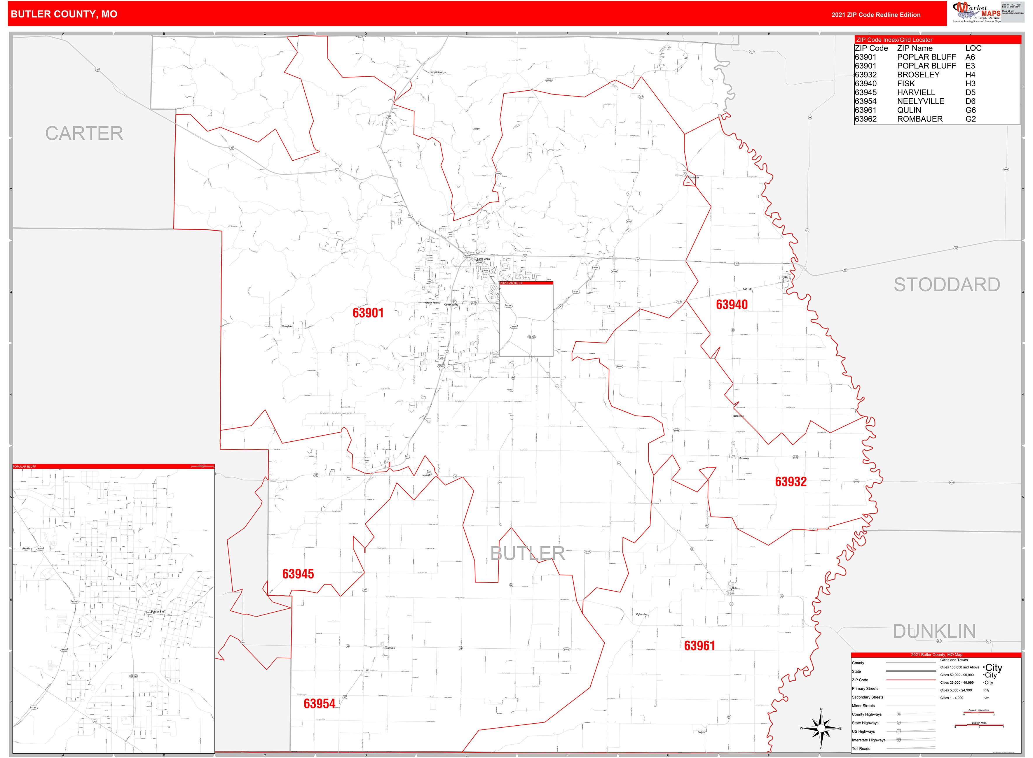 Butler County Zip Code Map - Map of world